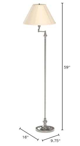 Cal Lighting Floor Lamp, Traditional, Brushed Steel, Metal, 16 x 23 x 59, Model CALBO-314-BS