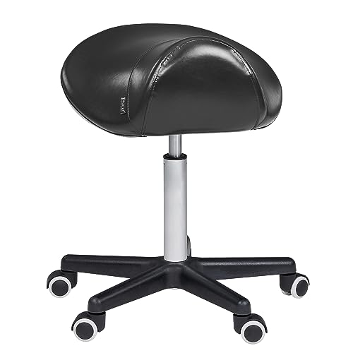 Master Massage Ergonomic Saddle Stool – Hydraulic Swivel Rolling Chair for Salon, Clinic, Tattoo, Dentist, Spa, Workshop, and Office – Black