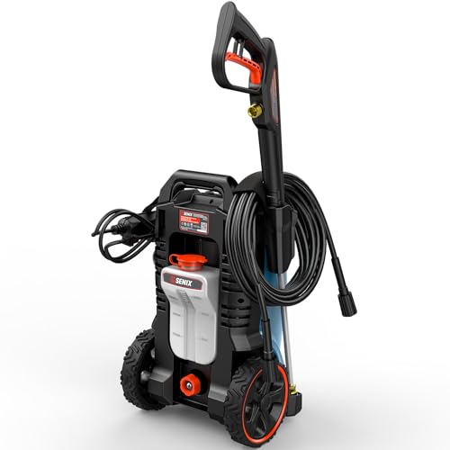 SENIX 2000 PSI Electric Pressure Washer, 1.2 GPM Compact Power Cleaner w/ 4 Nozzles, 25ft Hose & 35ft Cord. Portable High-Pressure Sprayer for Cars, Driveways, Patios, Decks & Home Outdoor Use