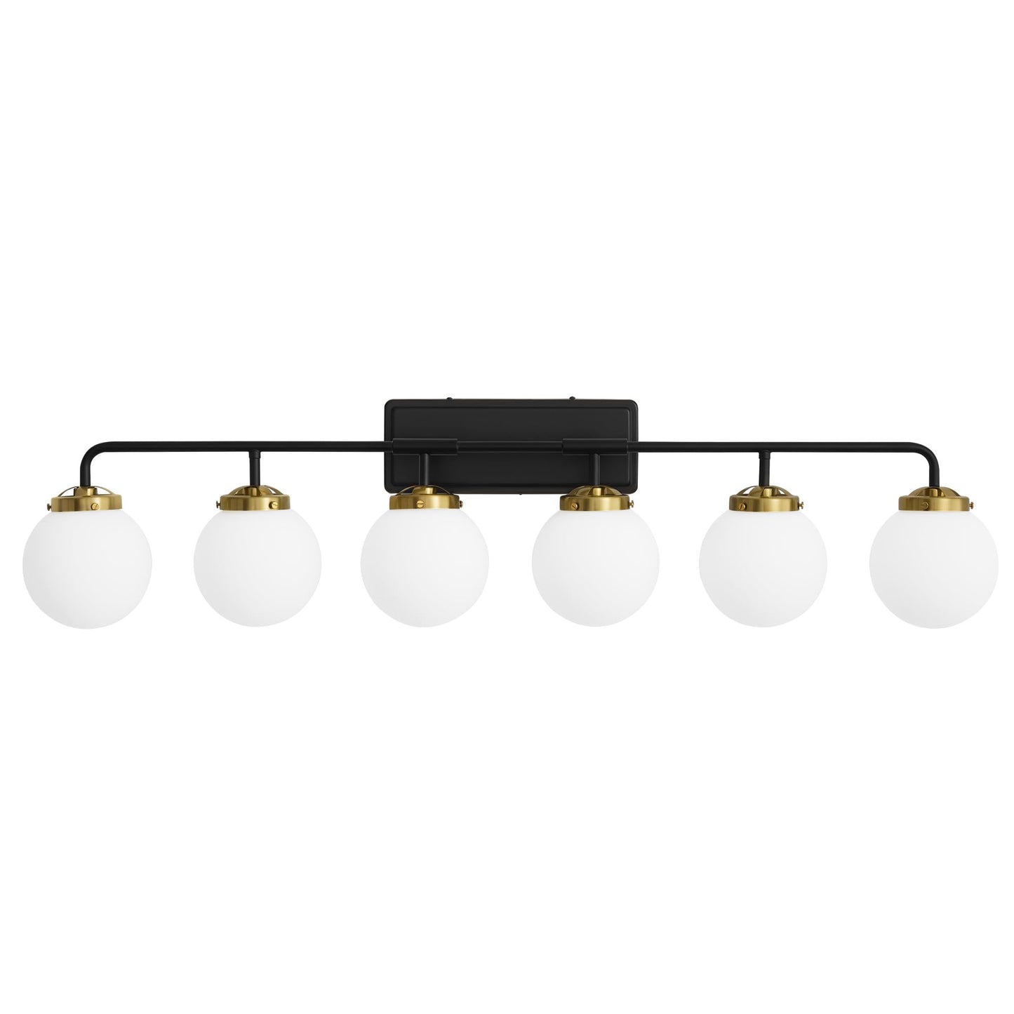 Deyidn Black Gold Bathroom Light Fixtures Over Mirror Modern Vanity Lighting With Milk White Glass Globe Shades 6-Light Farmhouse Wall Sconce