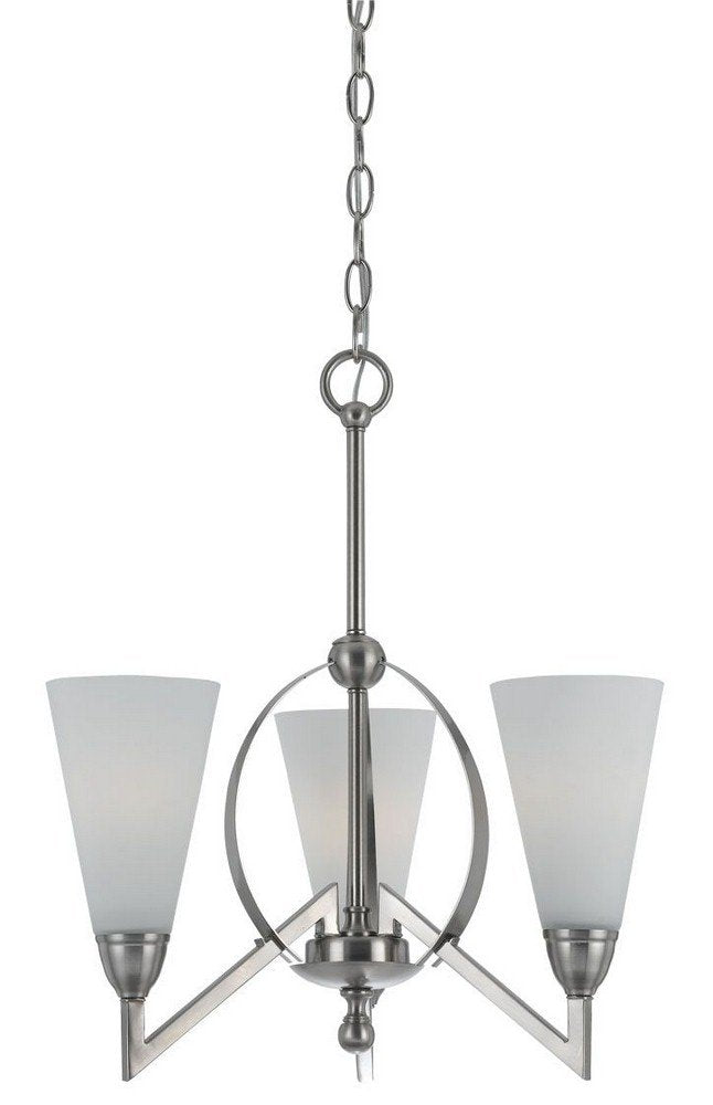 Cal Lighting FX-3508/3 3-Light Chandelier, Metal with Glass Shades, Pwt/Nckl/B/S/Slvr Finish