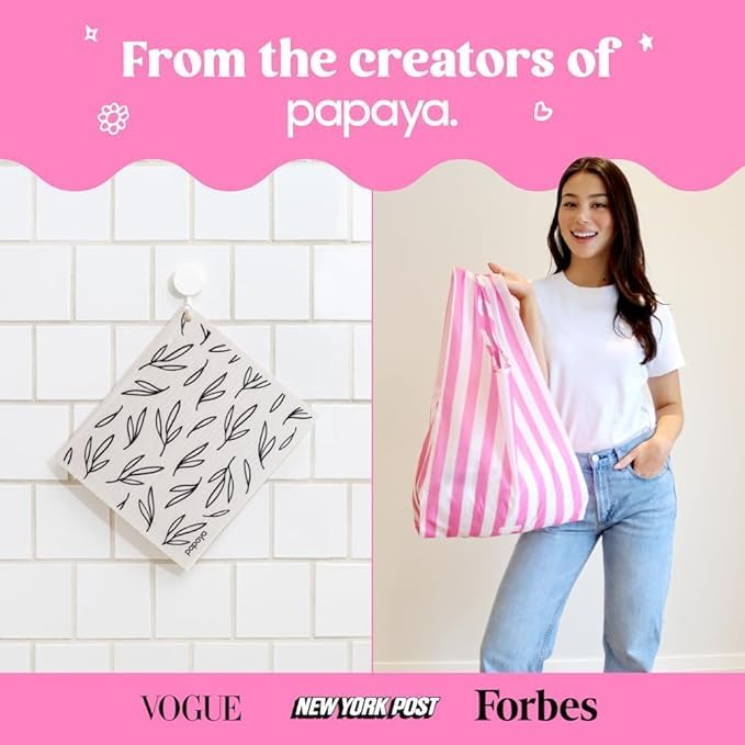 Papaya Reusable Starter Pack – 6 Reusable Paper Towels + 3 Reusable Everything Bags – Eco-Friendly, Compostable, Machine Washable, Durable, Stylish Sustainable Kitchen Essentials