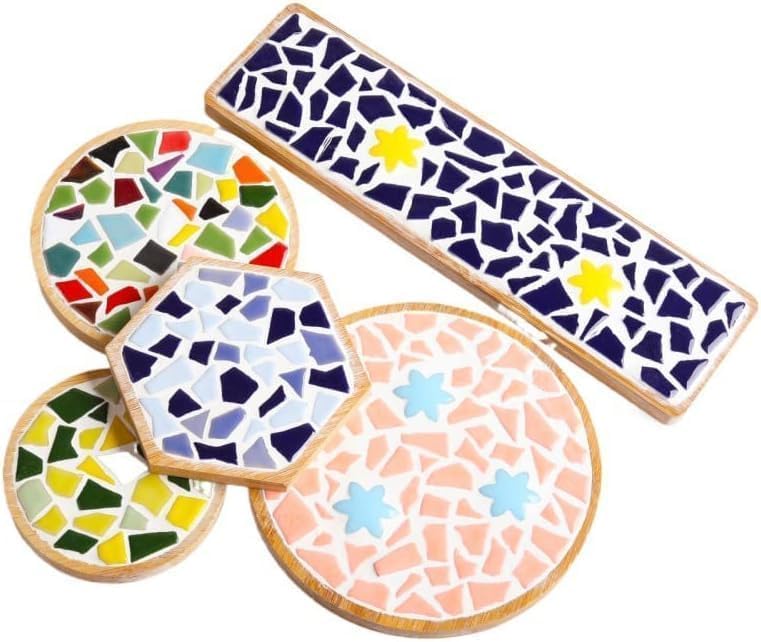 1.1LB Irregular Ceramics Mosaic Tiles, Mosaic Pieces Stones for DIY Mosaic Making Craft Hobby Arts Home Wall Decoration (Sliver)