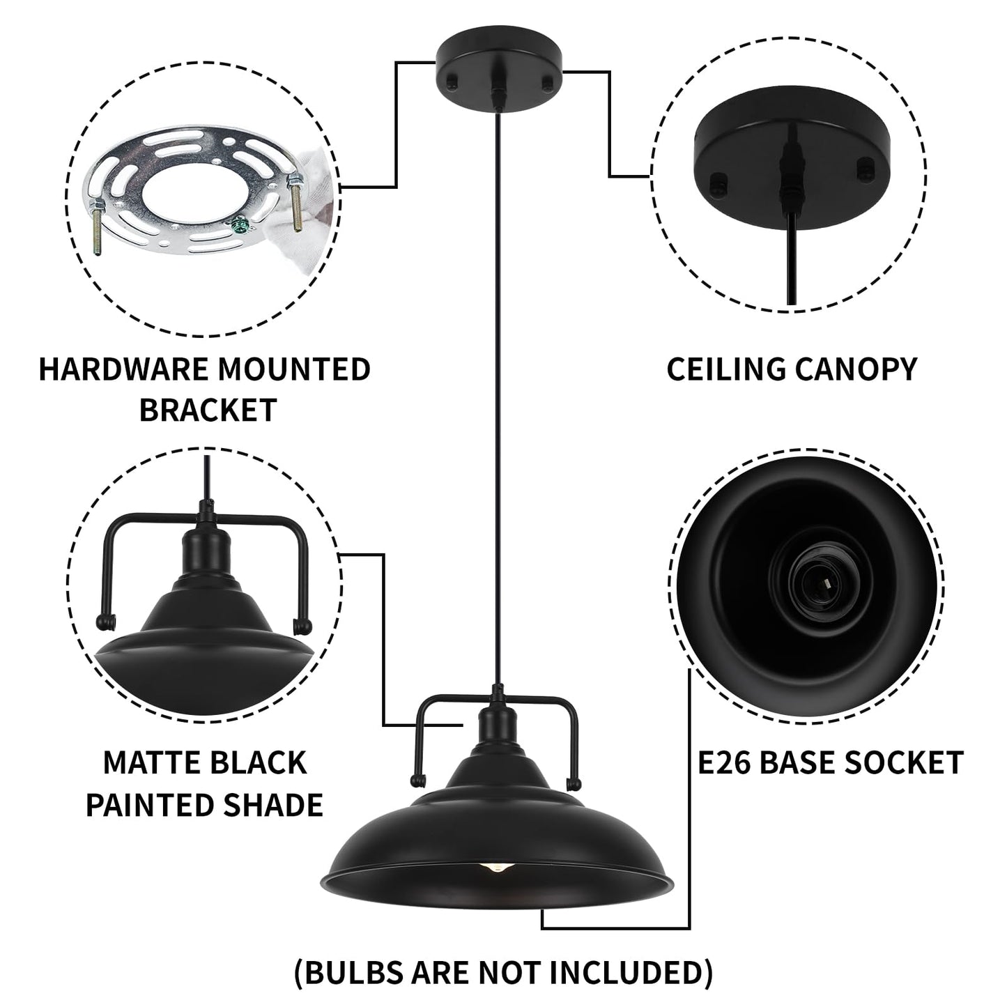 Sesiment Black Pendant Light Large Pendant Light 15.7 3 Packs Modern Farmhouse Pendant Lights Kitchen Pendant Lights Pendant Lighting Kitchen Island For Kitchen Living Room