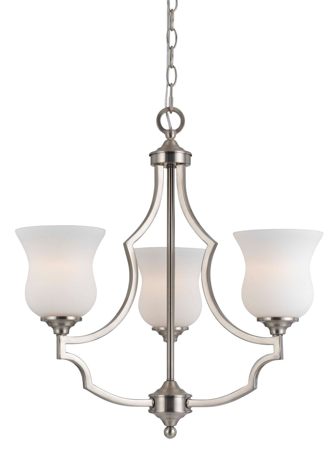 Cal Lighting FX-3531/3 Barrie Metal Chandelier, 3-Light, 60W, Brushed Steel, 22inL x 22inW x 22inH