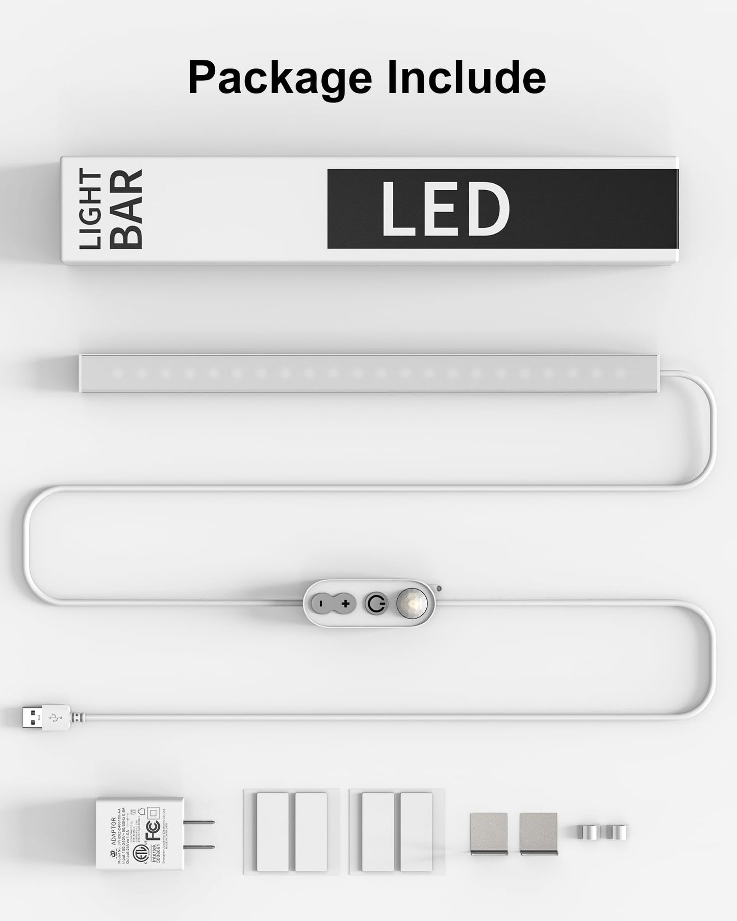 Asoko Motion Sensor Dimmable Led Under Cabinet Lighting 12 Inches Plug In Led Counter Light Bars Daylight White 4500K Led Light Bar For Kitchen/Closet/Wardrobe/Shelf/Desk/Display Case