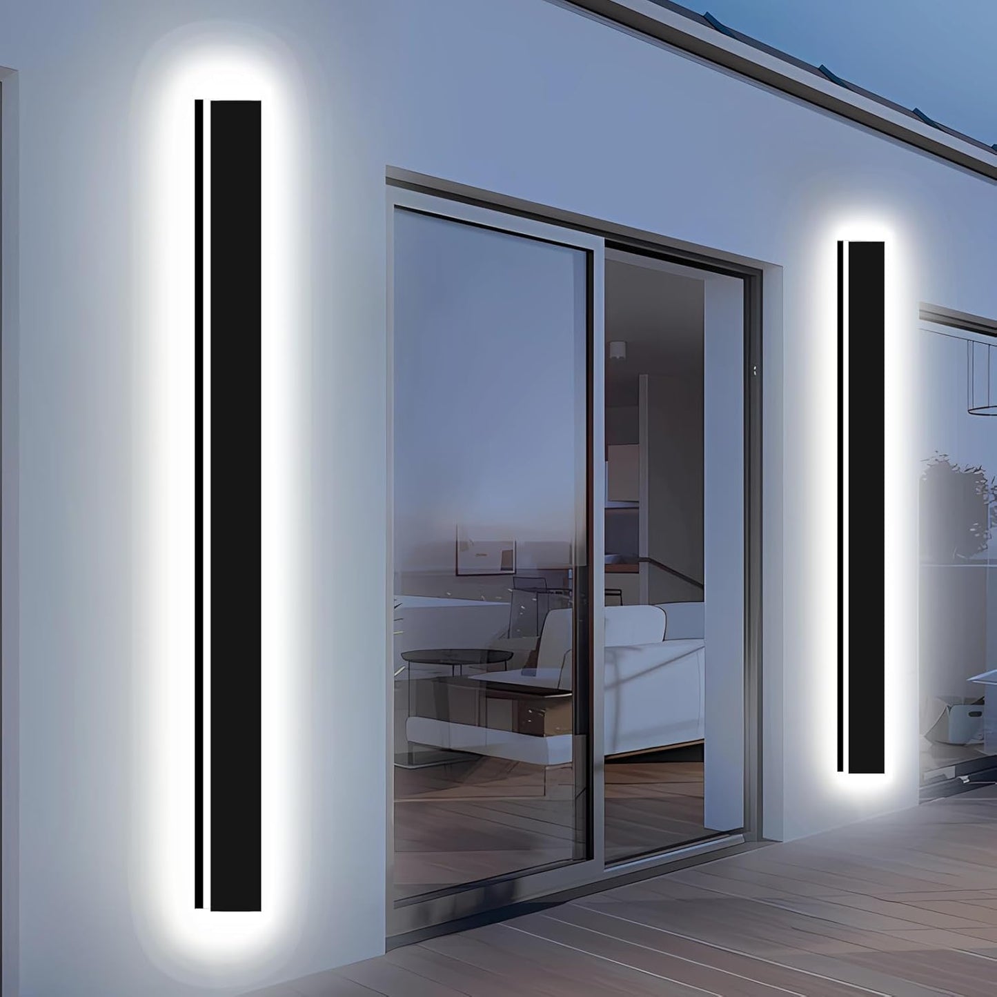 Enmln 47In Modern Outdoor Lights Fixture 4.33In Wide Dimmable Exterior Wall Lights For Garage And Front Door Long Outdoor Wall Sconce Ip65 Waterproof Black Led Outdoor Entrance Lighting