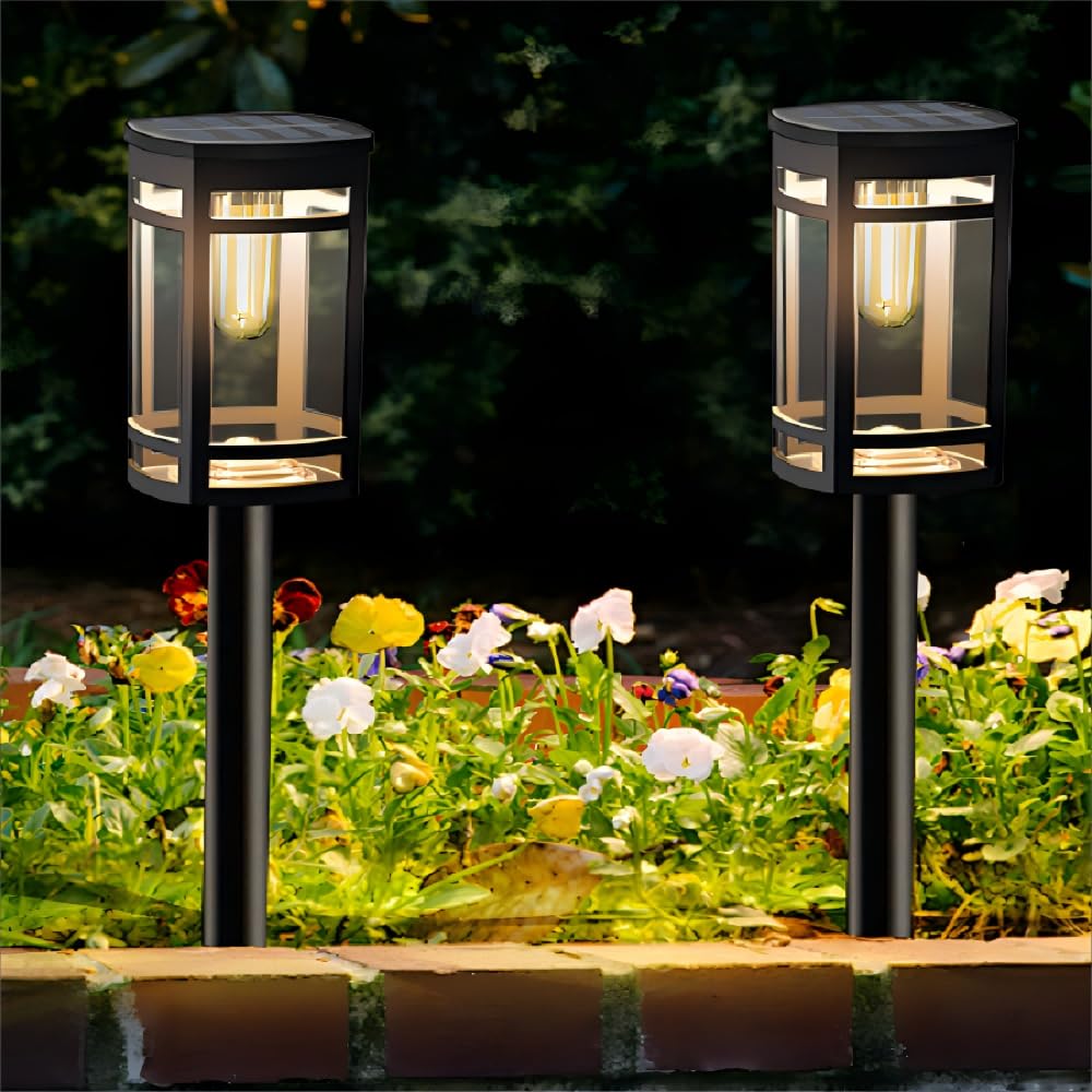 Excmark 16 Pack Solar Lights Outdoor Waterproof For Garden Pathway Walkway Driveway Yard Lawn Decorative Landscape Lighting. (Warm White Light 16)