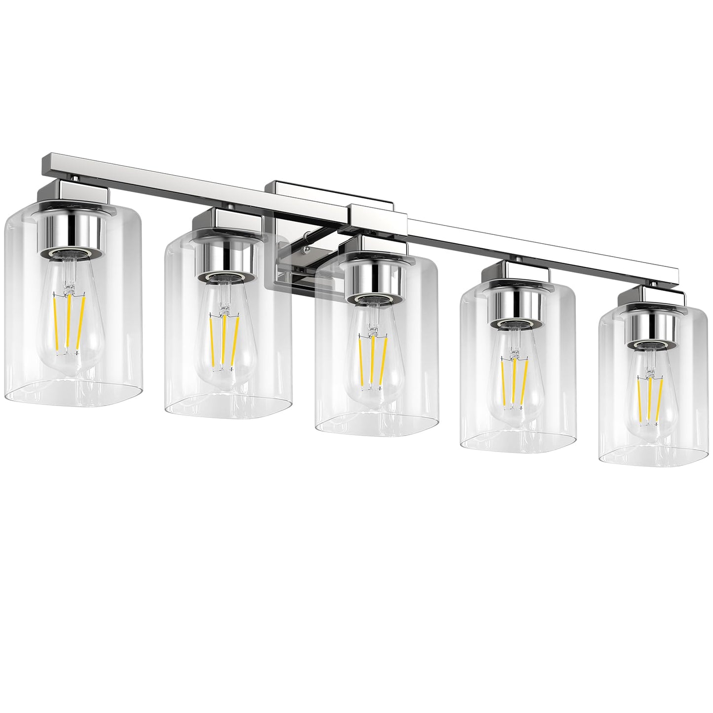 Beslowe 5-Light Bathroom Light Fixtures Modern Chrome Bathroom Vanity Light Bathroom Lighting Fixtures Over Mirror Nickel Bathrom Wall Lamp Wall Lights For Living Room Bedroom Hallway