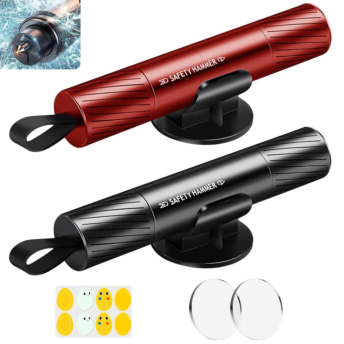 Safehammer - 2025 Upgraded Safe Hammer Glass Breaker Under Water, Car Hammer Seatbelt Cutter Window Breaker Emergency Escape Tool, Safehammer Glass Breaker for New Cars (3PCS)