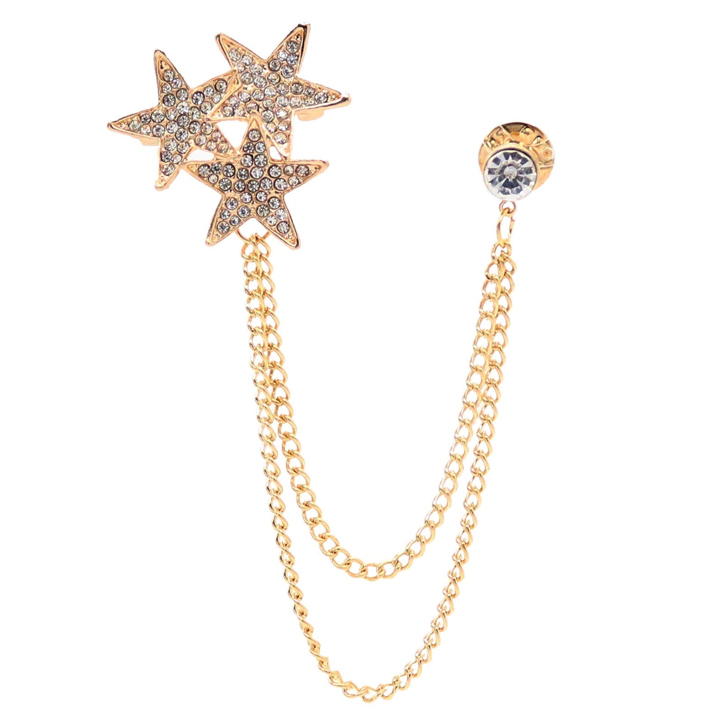 Gold Silver Plated Chain Rose Flower Violin Five-pointed Star Brooches Collar Pins Crystal With Hanging Chain Suit Shirt Lapel Brooch Pin Fashion Jewelry for Men Boy