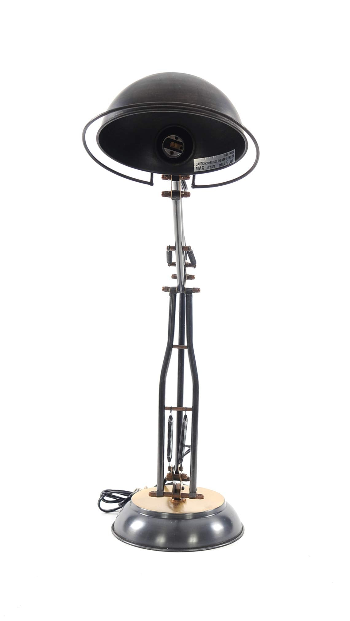 HomeRoots Brass Table Lamp - 8in x 14in x 33in, Metal, Round Base, Model HRF-364202
