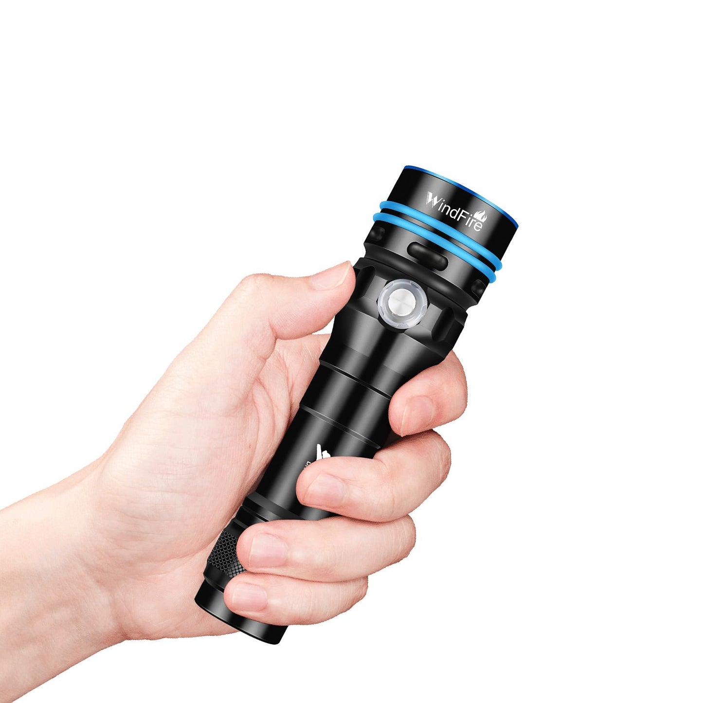 Windfire Dive Light - Super Bright Rechargeable Diving Flashlight With 4 Modes & Power Indicator Narrow Angle Focused Beam Waterproof Torch For Snorkeling Scuba Diving & Underwater Exploration
