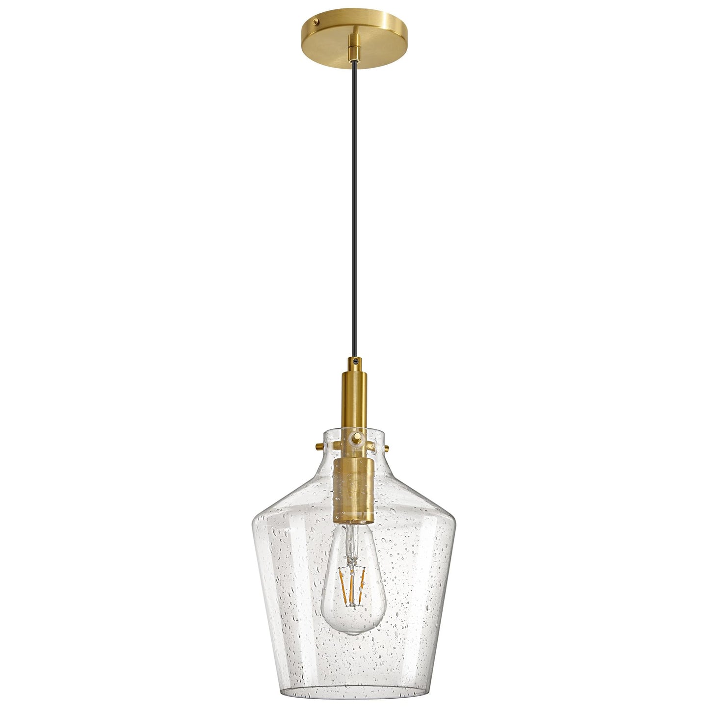 Vaziden Modern Seeded Glass Pendant Lighting For Kitchen Island 1 Pack Farmhouse Gold Pendant Light Fixtures Height Adjustable Ceiling Pendant Light Angled Seeded Glass Shades 8 Inch