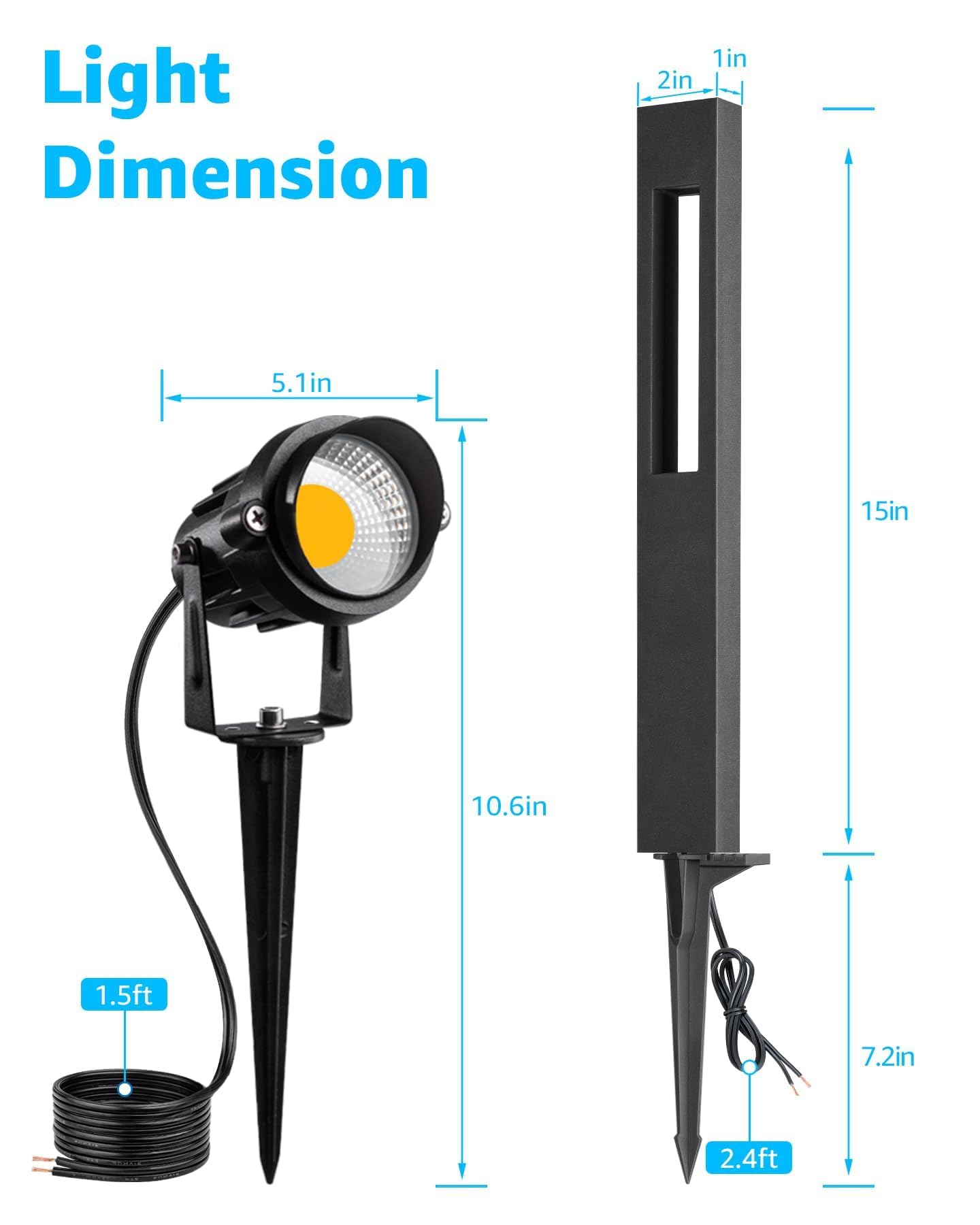 Sunvie 12-Pack Low Voltage Pathway Lights Wired With Spotlights Led Outdoor Landscape Lighting Kit For Path Garden Yard Patio Cast-Aluminum Ip65 Waterproof 12-24V Ac/Dc 3000K Warm White Black