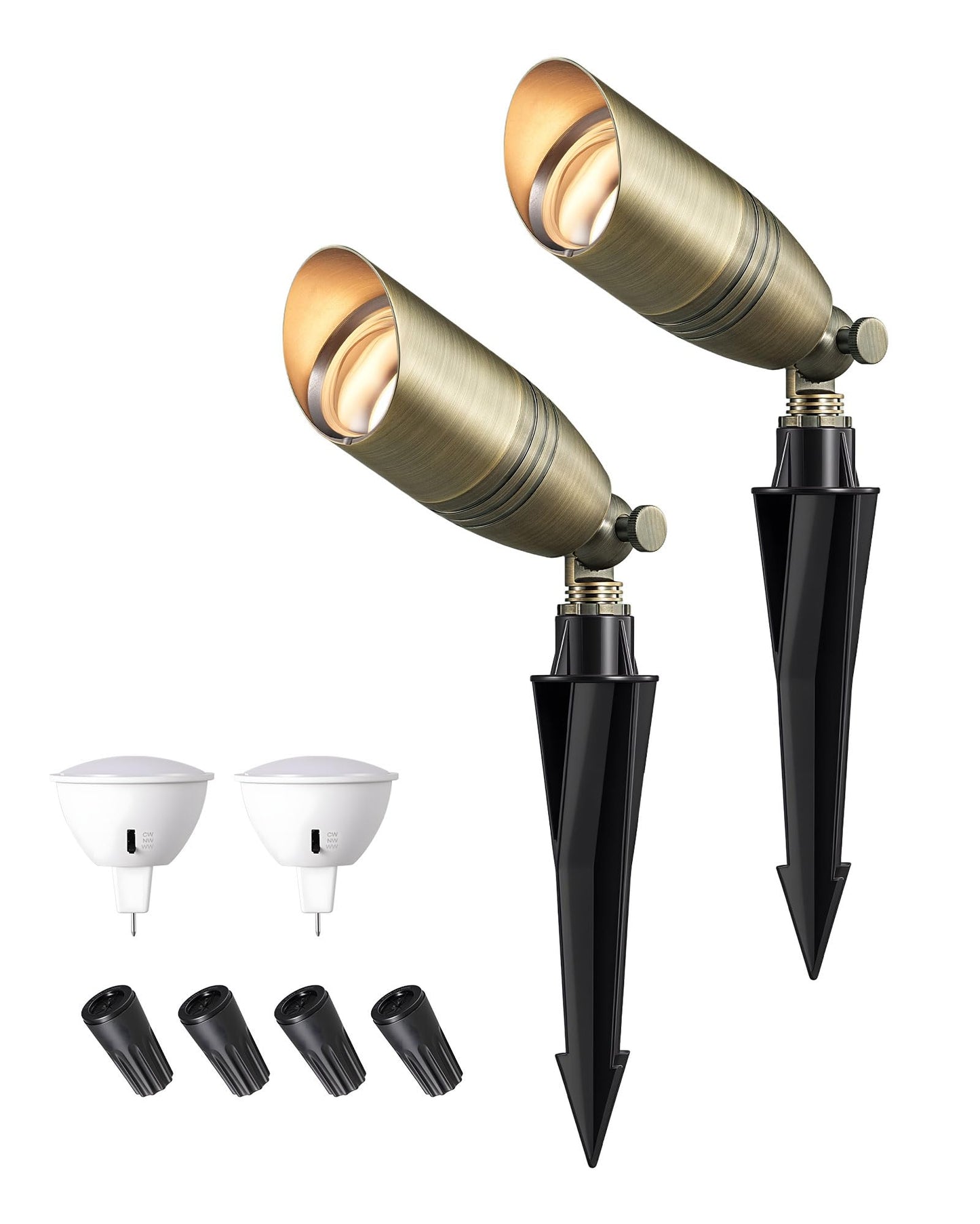 Edishine Solid Brass Outdoor Landscape Spotlights 3Cct Mr16 Bulb Included 12V Led Low Voltage Landscape Lighting Bronze Heavy Duty Waterproof Spot Lights For Yard Garden Lawn Tree 2 Pack