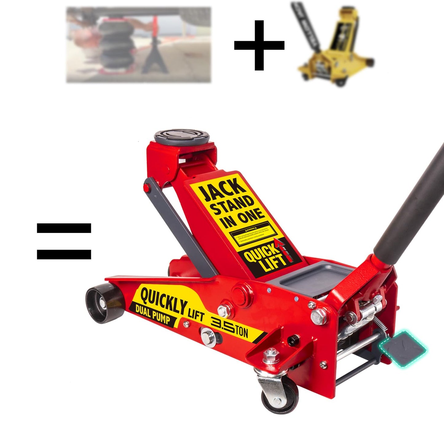 【Upgraded】 Safety Floor Jack System 3.5 Ton (7000 lbs) Automatically Locking After Lifting for Double Safety 2-in-1 Hydraulic Jack with Integrated Jack Stand Quick Lift for Car, SUV, Truck & Garage