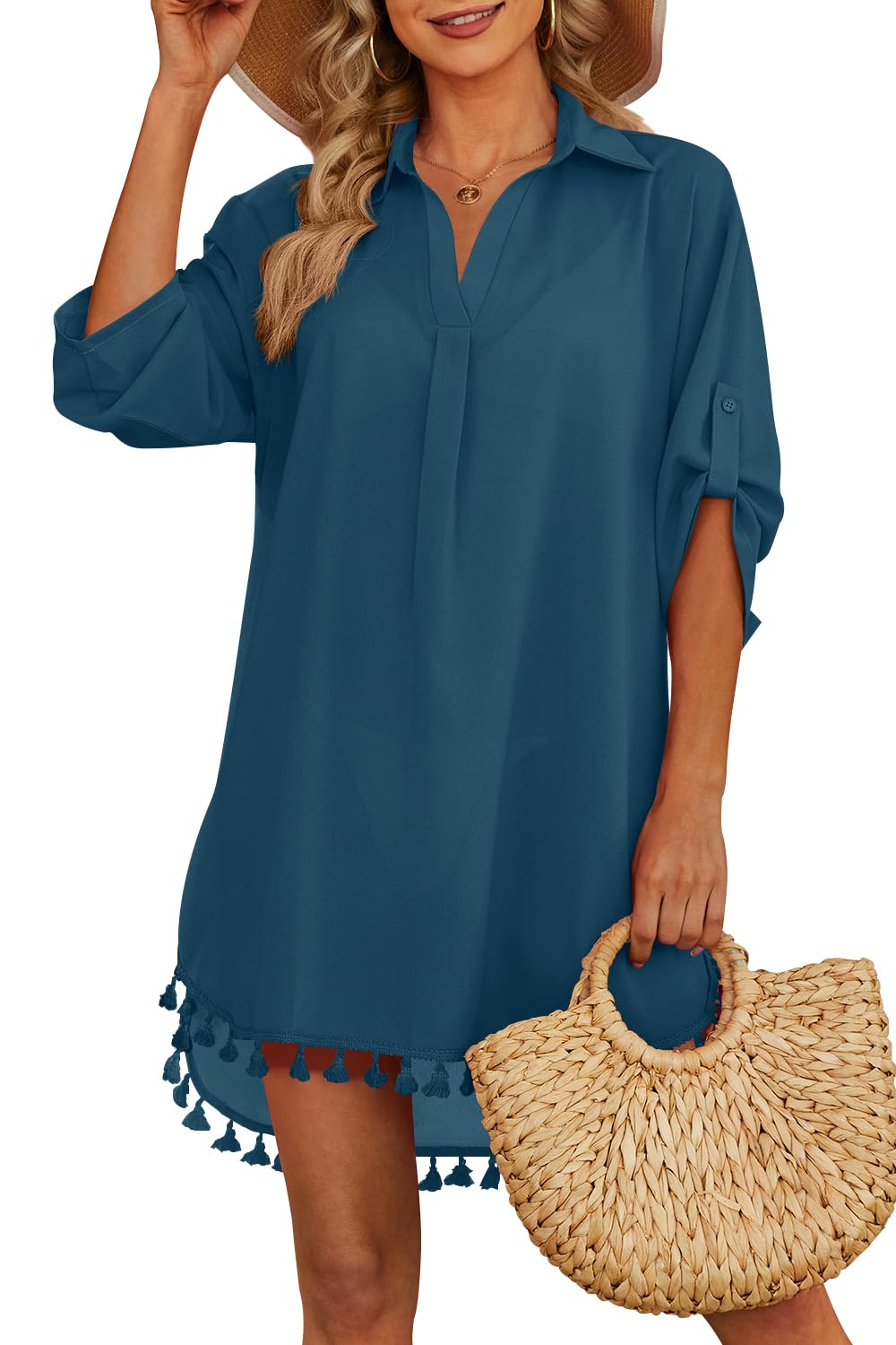 Yincro Women Swimsuit Cover Up Shirt 2025 Tassel Beach Bathing Suit for Swimwear Bikini Dress