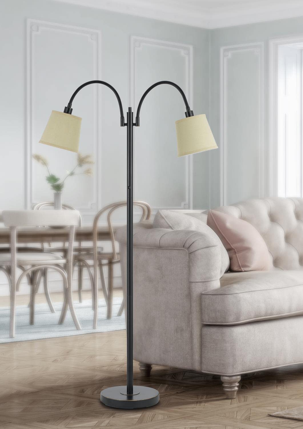 Cal Lighting Transitional Two Floor Lamp, Model CALBO-2444FL-DB, Metal, Bronze, 38 x 12 x 65 inches