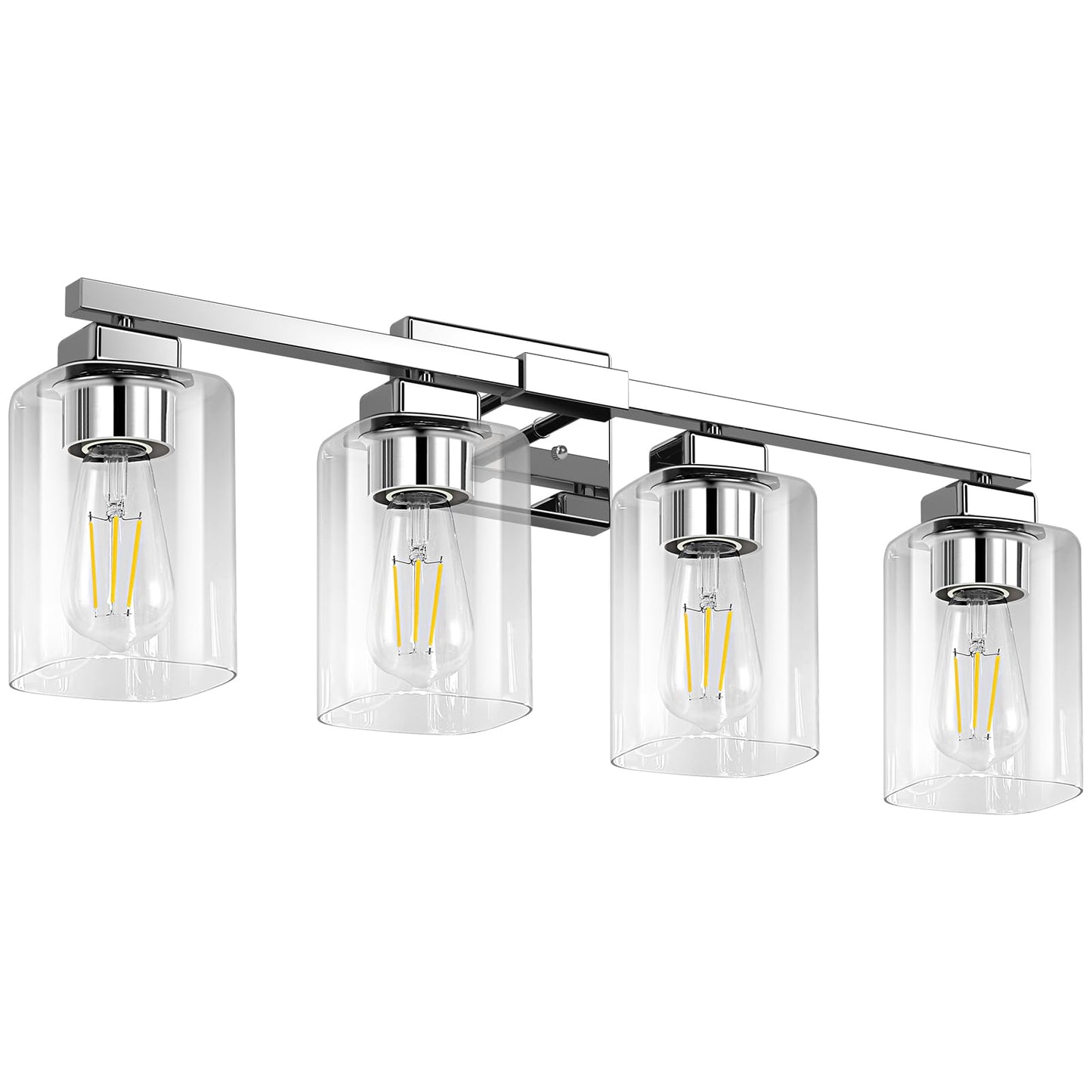 Beslowe 4-Light Bathroom Light Fixtures Modern Chrome Bathroom Vanity Light Bathroom Lighting Fixtures Over Mirror Matte Chrome Bathrom Wall Lamp Wall Lights For Living Room Bedroom Hallway