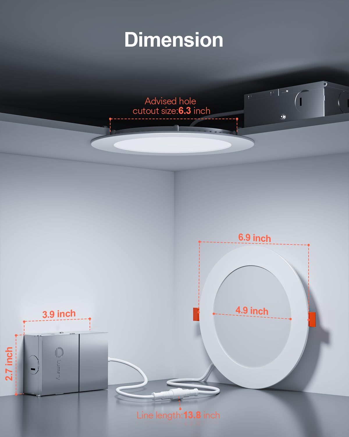 Lumary 6 Inch Ultra-Thin Smart Recessed Lighting 13W 1000Lm Rgbww Smart Wafer Lights With Junction Box Compatible With Alexa/Google Assistant/Bt Remote Etl Listed 12 Pack
