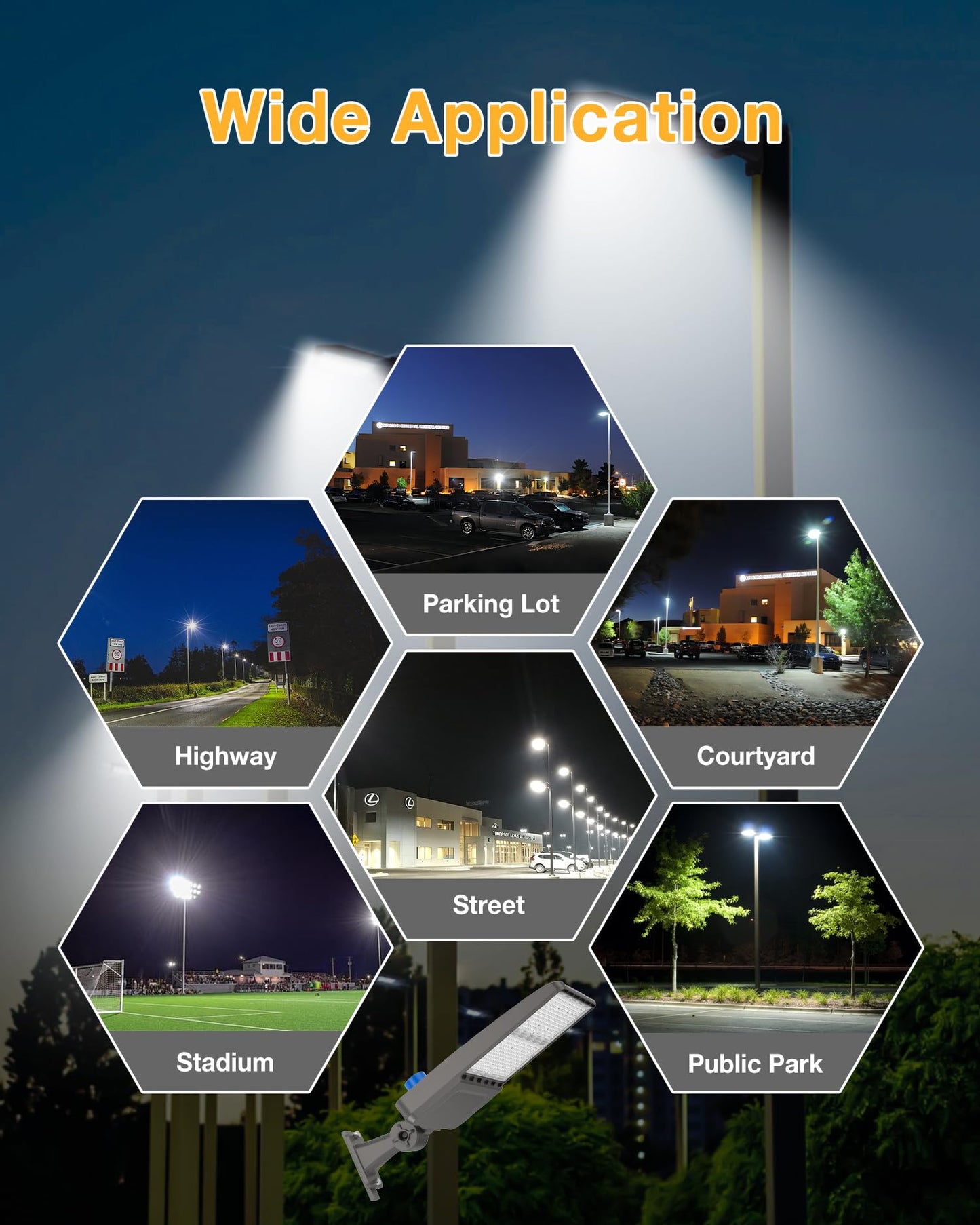 Jc-Lgl 400W Led Parking Lot Lights Led Shoebox Light 56000Lm 5000K Daylight Ip65 Ul & Etl Certified 0-10V Dimmable Commercial Outdoor Area Lighting For Parking Lots Sports Stadiums And Streets