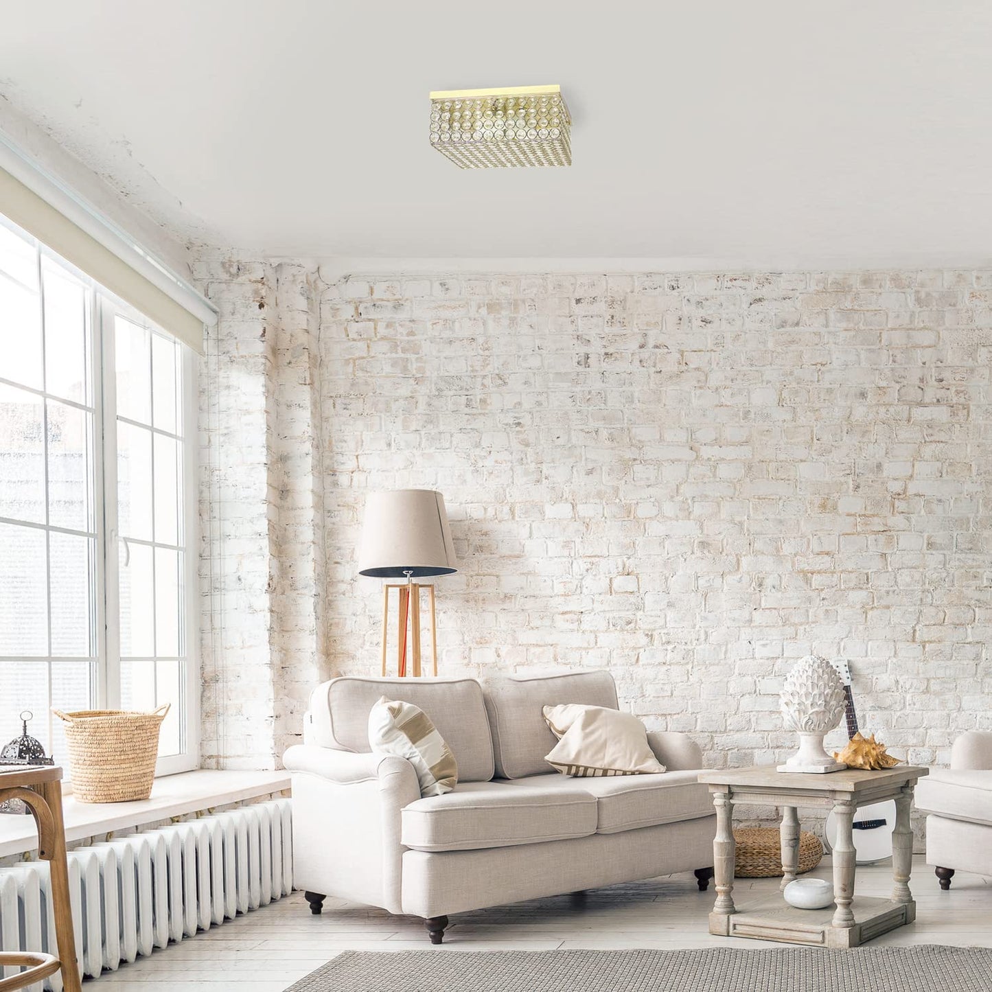 LALIA HOME Glam 2 Light Flush Mount, 12 Inch Square, Metal, Gold, Model LHM-2004-GL