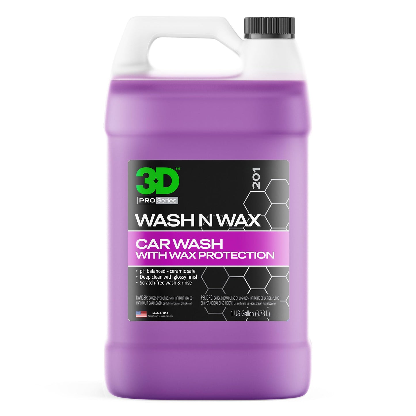 3D Wash N Wax Car Wash Soap - pH Balanced, Easy Rinse, Scratch Free Soap with Wax Protection - 1 Gallon