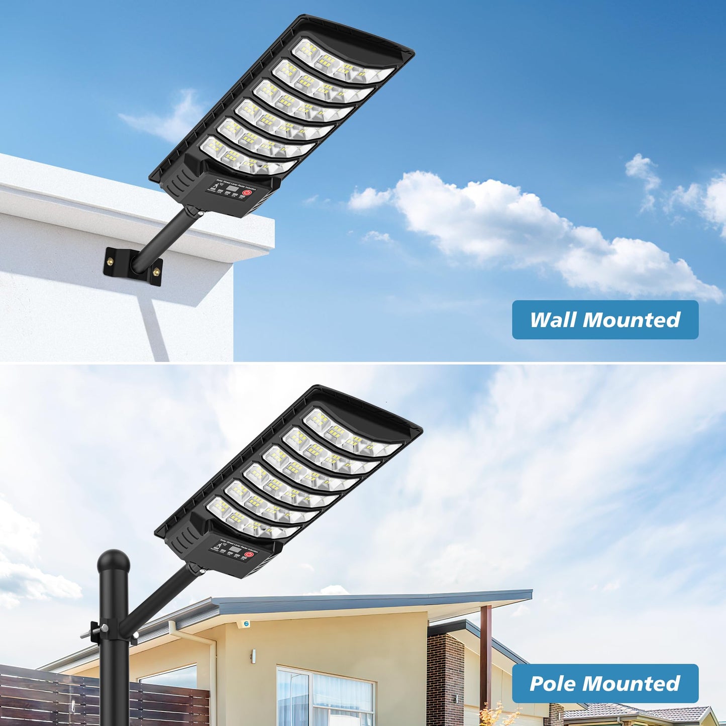 Okpro Solar Lights Outdoor Waterproof - Wide Angle Solar Street Lights Outdoor Dusk To Dawn With Motion Sensor And Remote Control Commercial Led Security Street Light Ip67 Waterproof 4-Pack