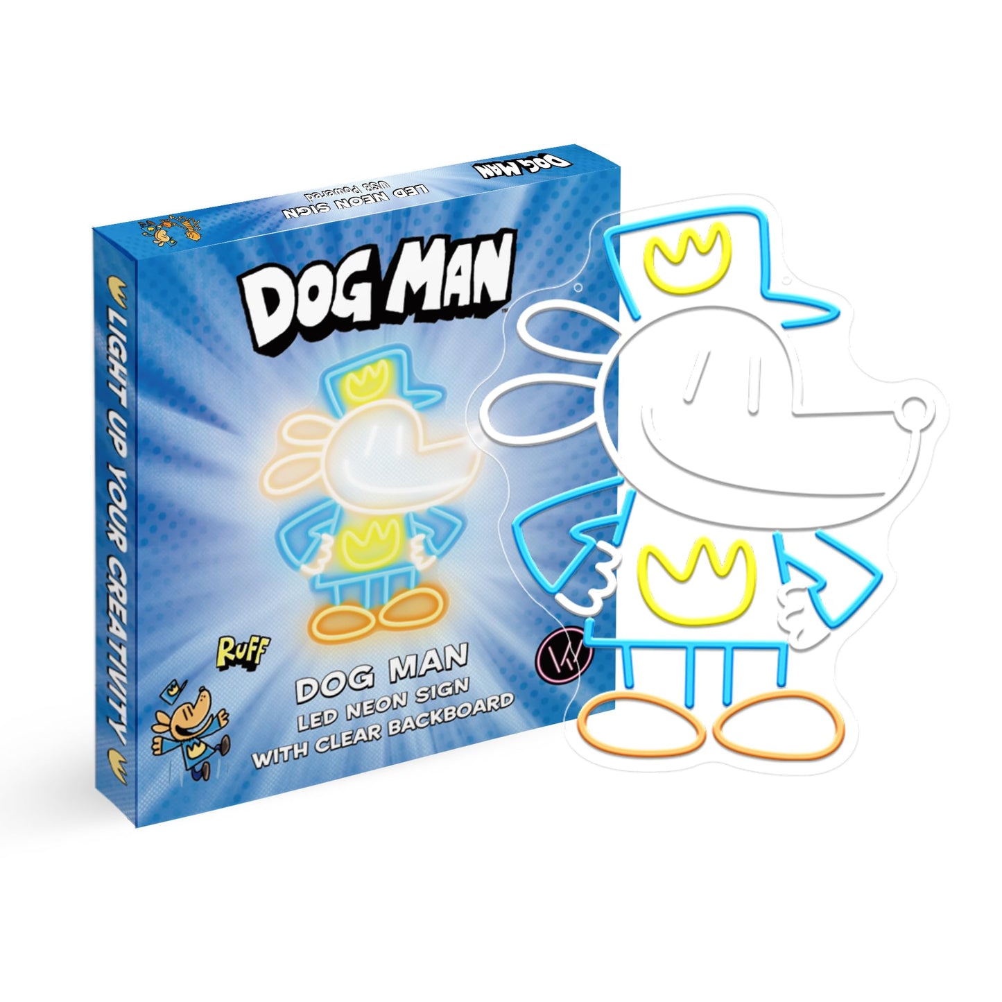 Officially Licensed Dog Man Neon Signs For Wall Decor Based On Dogman Series Led Light Up Sign For Bedroom Kids Room Game Room Party Perfect Birthday/Christmas Gift For Dog Man Lovers & Fans
