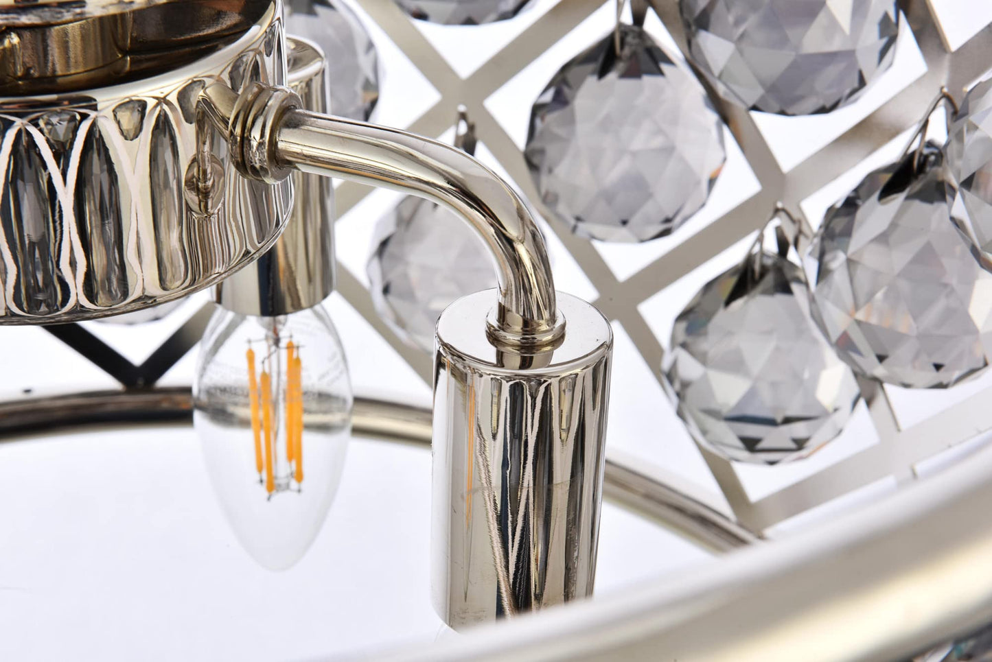 Elegant Lighting Madison Collection 4-Light Pendant Lamp, 16in Depth x 9in Height, Polished Nickel Finish, Silver Shade, Model 1214D16PN-SS/RC