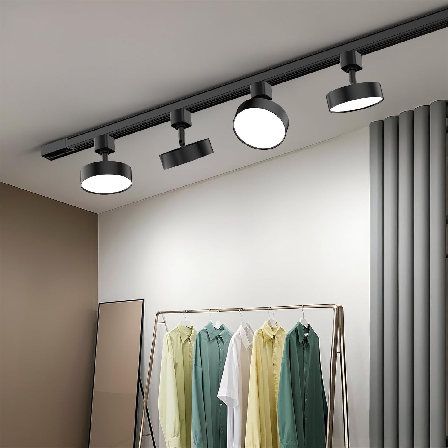 Tuyubee Diffuse Led Track Lighting Heads H Type Track Light Heads Dimmable Kitchen Track Lighting Fixtures Ceiling Compatible With H Track Rails - Flicker Free Cri90+ 3000K 12W 1000Lm 4 Pack Black
