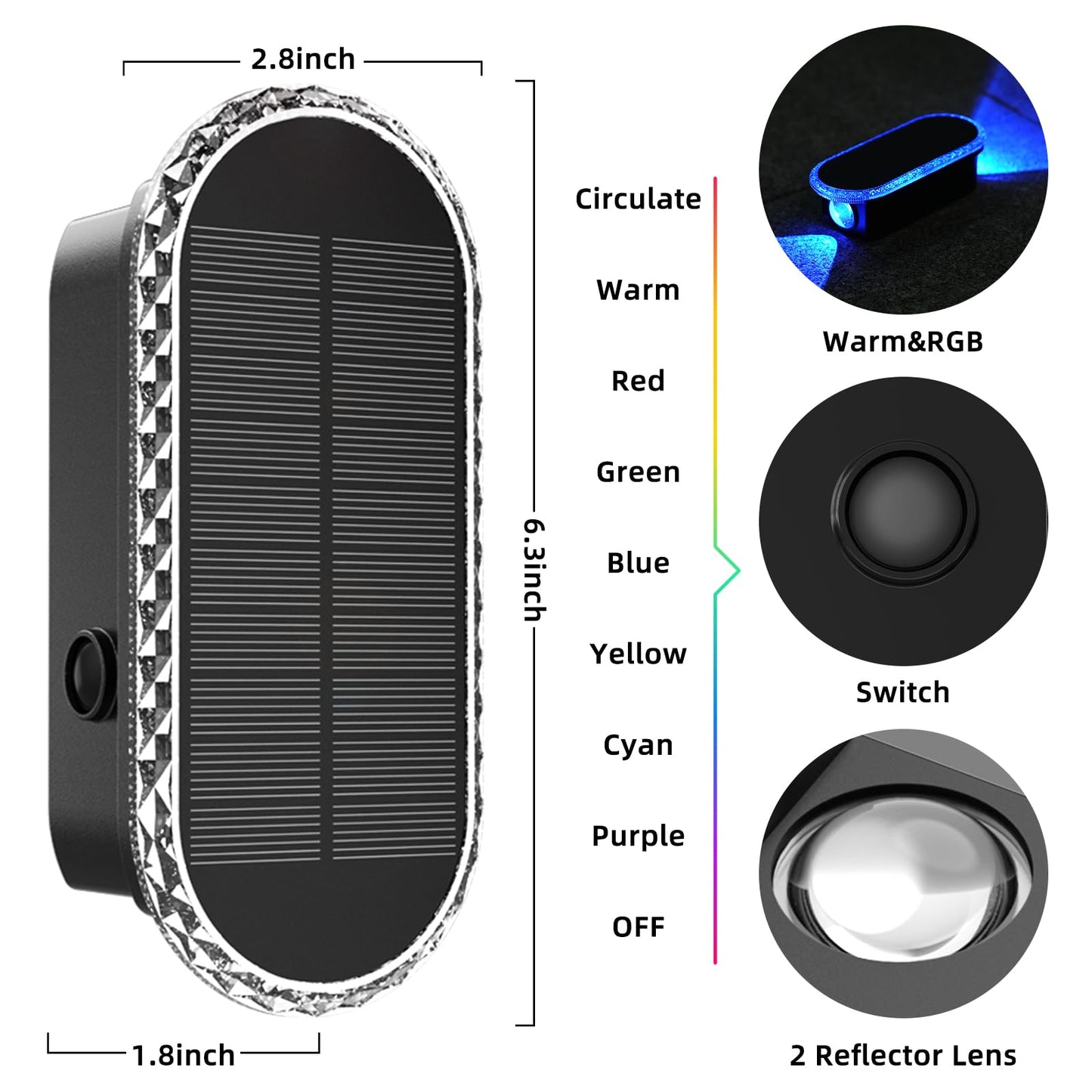 Herzila 10 Pack Solar Fence Lights-Rgbw Solar Powered Fence Wall Lights Waterproof 8-Color Changing Top And Bottom Lighting Wall Lights For Outdoor/Patio/Porch/Pool Cage