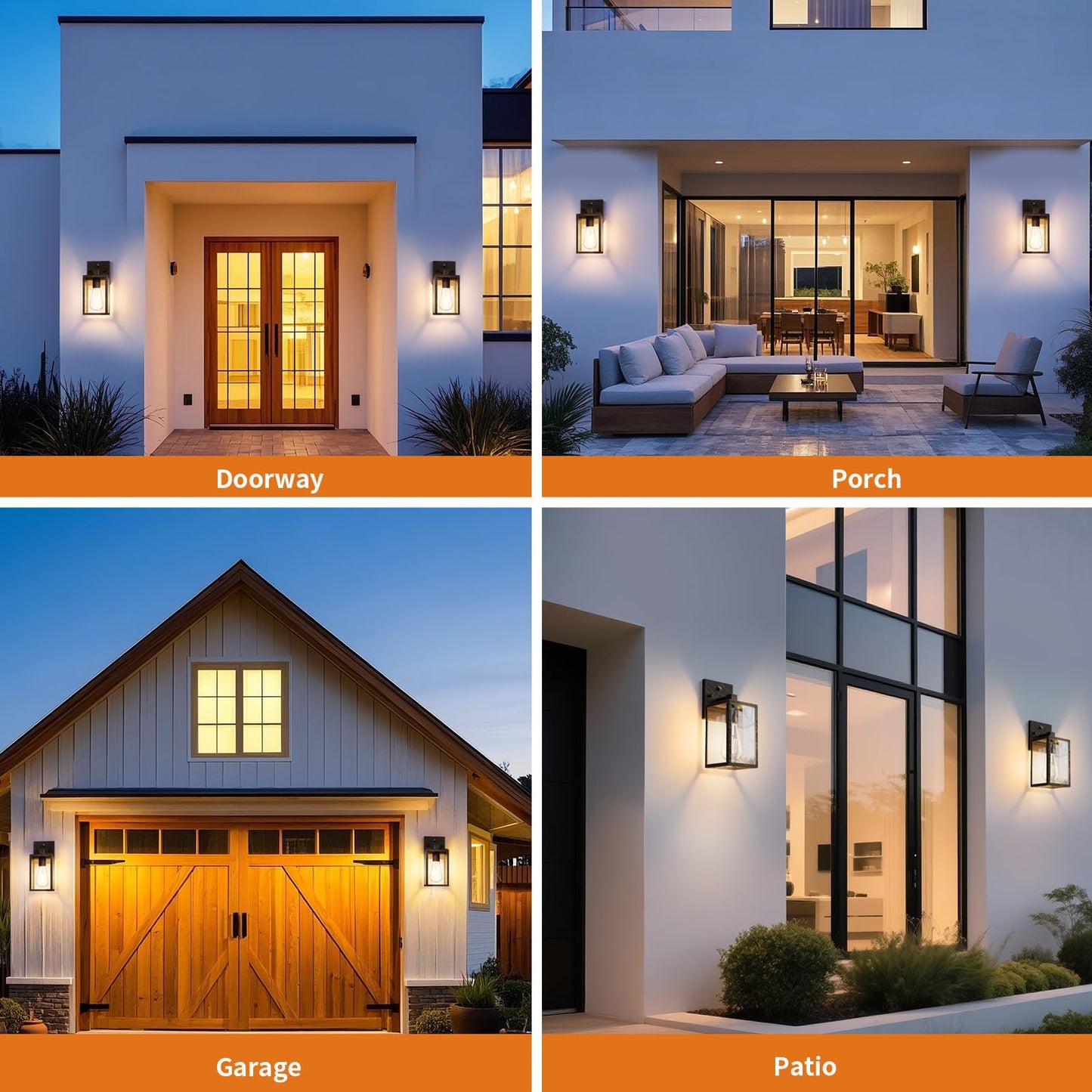 2 Pack Black Brush Gold Dusk To Dawn Exterior Lighting Fixtures Wall Mount Sensor Outside Front Porch Lights For House Outdoor Lantern Lamp Wall Sconce Lights Coach Light For Garage Entryway
