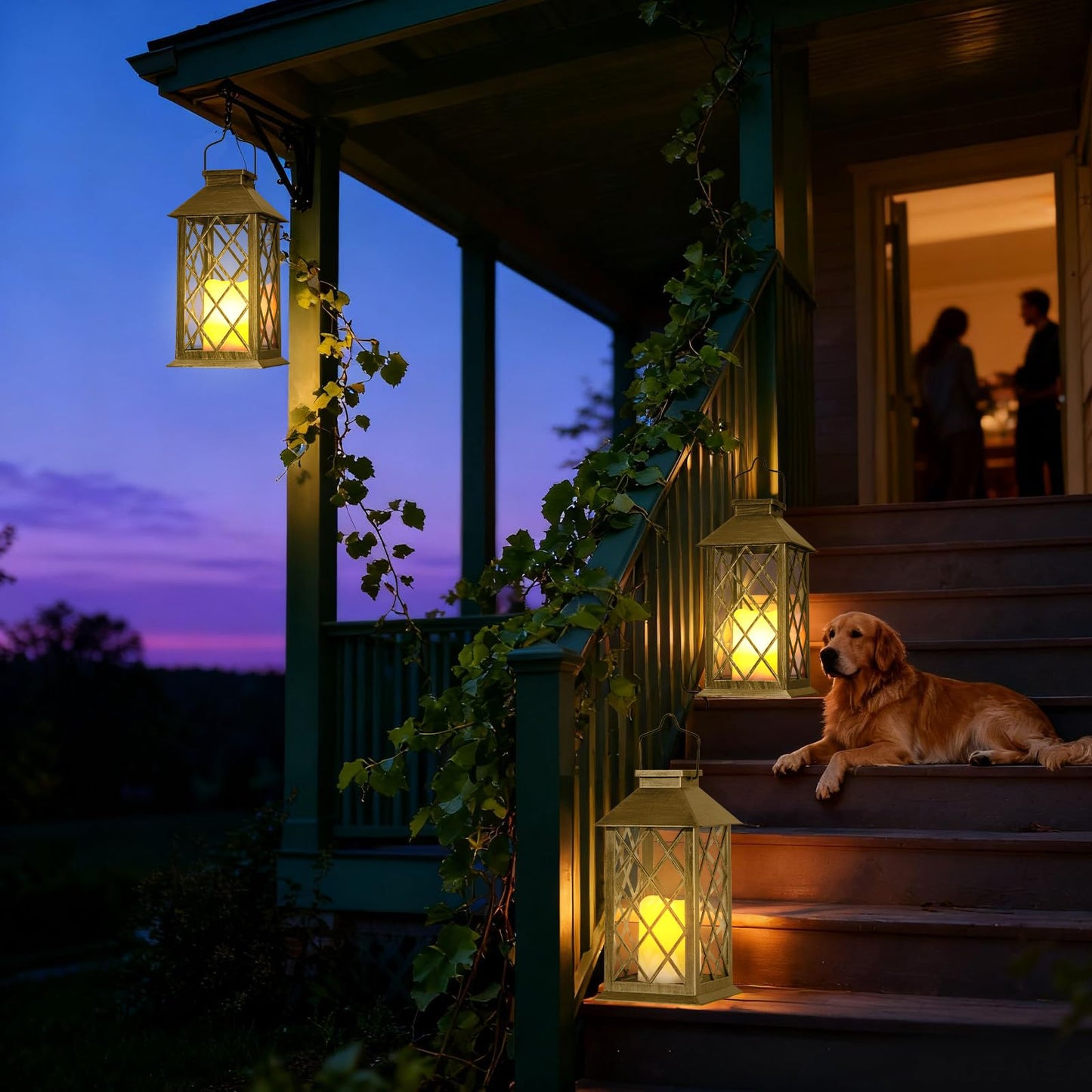 Otdair Solar Lanterns Outdoor Waterproof 2 Pack 14 Solar Lantern With Glass Retro Led Flickering Flameless Candle Lanterns Decorative Outdoor For Gift Yard Garden Patio Balcony Brazen
