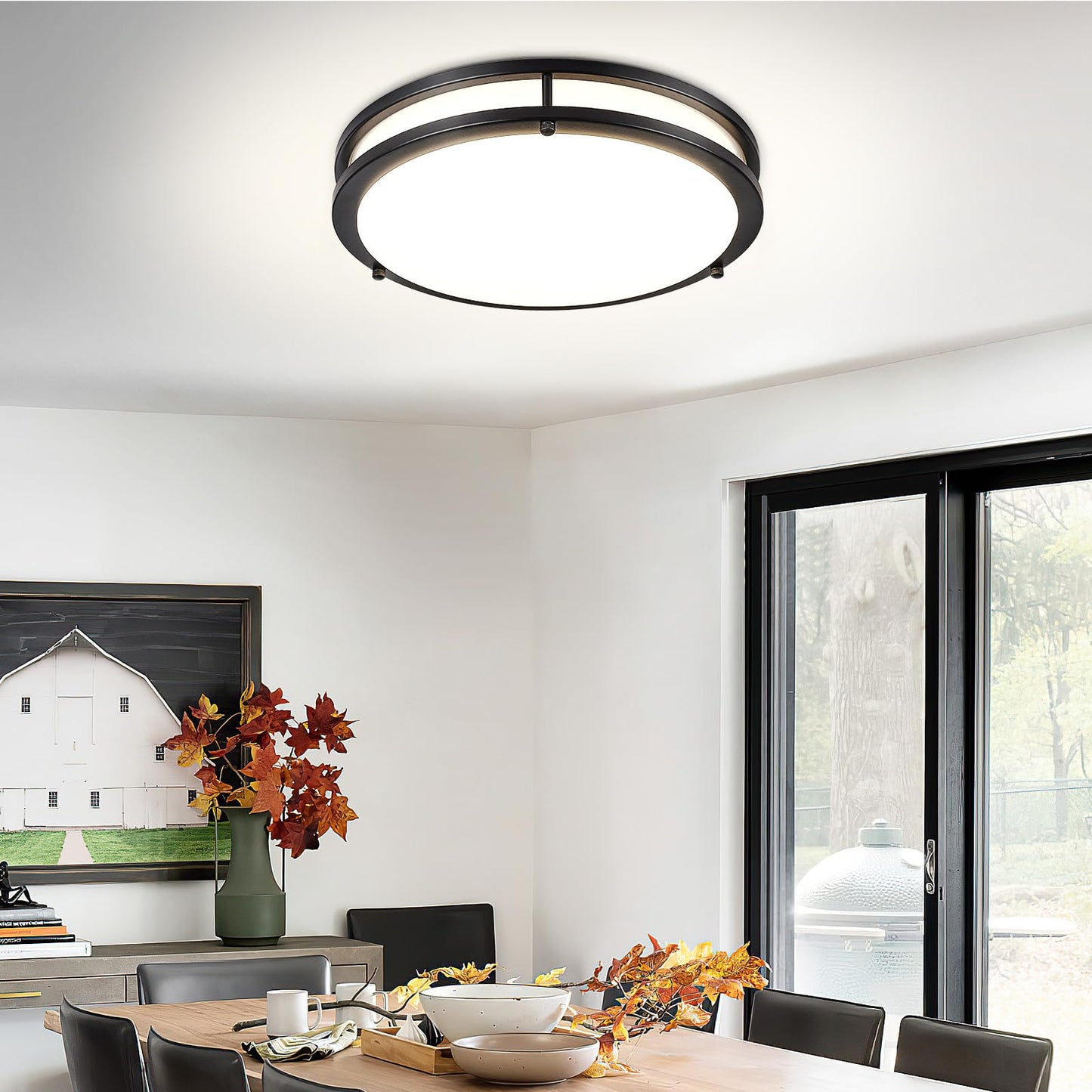 Dllt Flush Mount Led Ceiling Light: 13 Inch 5Cct (3000K-6000K) & Dimmable Ceiling Light Fixtures For Bedroom Hallway - 24W Modern Black Super Bright Kitchen Lighting Fixtures Ceiling