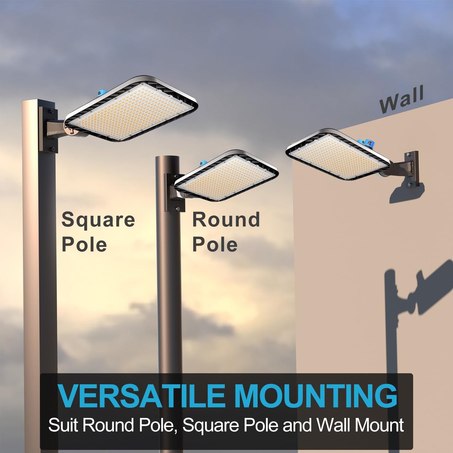 Lightdot 500W Parking Lot Lighting 75000Lm 5000K Led Parking Lot Lights With Dusk To Dawn Photocell Ip65 Waterproof Arm Mount-2Pack (Coverage: 66~121Ft At Height:30~55Ft)