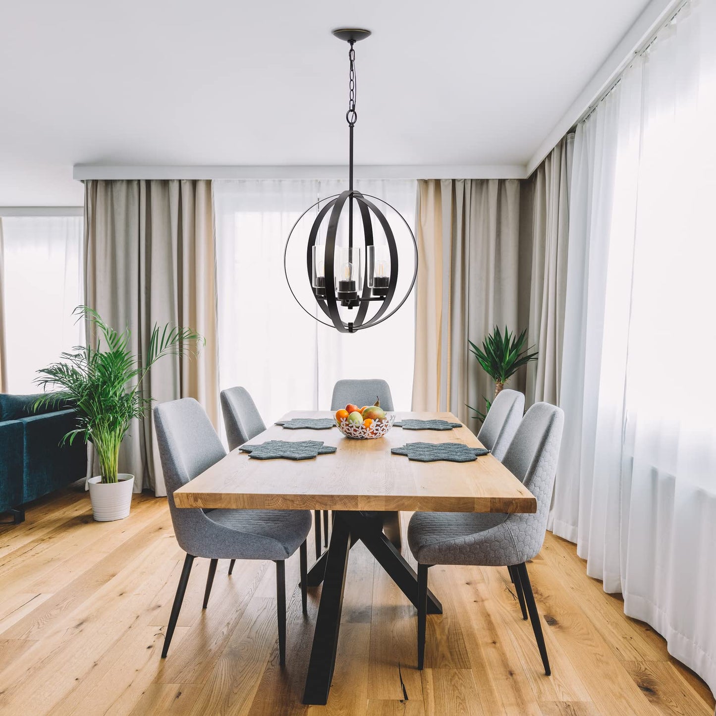 LALIA HOME 3-Light Adjustable Ceiling Pendant, 18in Metal & Glass, Restoration Bronze, Model 1270-LHP-3010-RZ