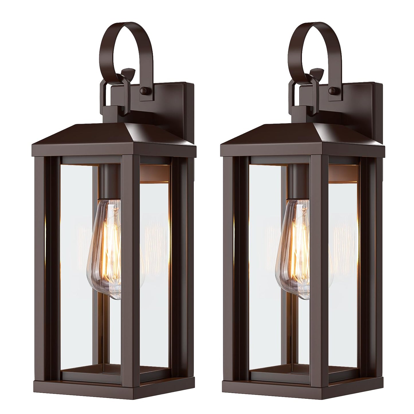 Snru 17 Brown Large Exterior Lighting Fixtures 2Pack Waterproof Outdoor Wall Porch Lights Sconces Wall Mount Coach Lights For Garage Carriage Lights Exterior For House