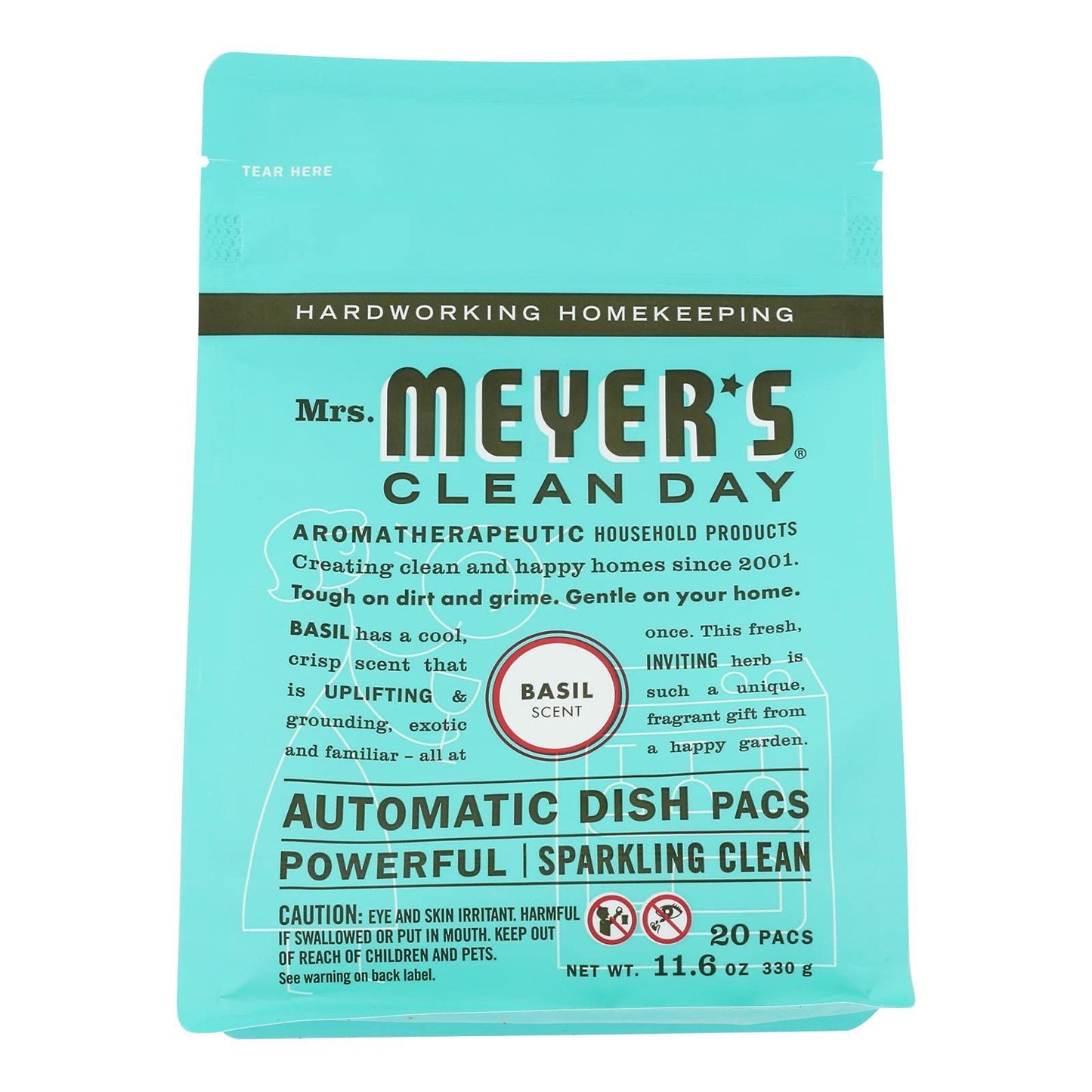 MRS. MEYER'S CLEAN DAY Automatic Dish Packs, Basil Dishwasher Pods, (Pack of 1)