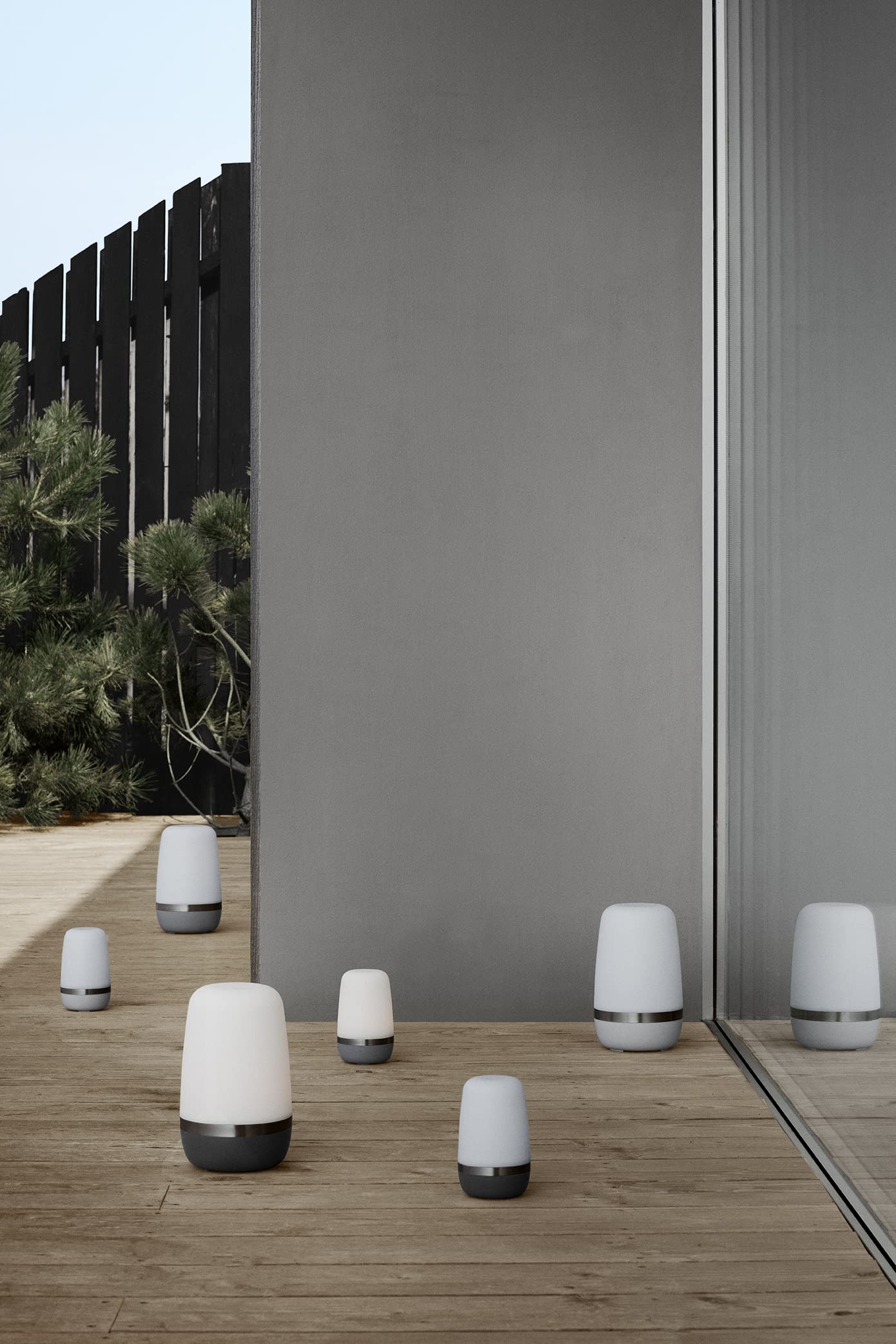 Blomus Spirit Outdoor LED Lamp, Large, Plastic, Warm Grey, Model 66064