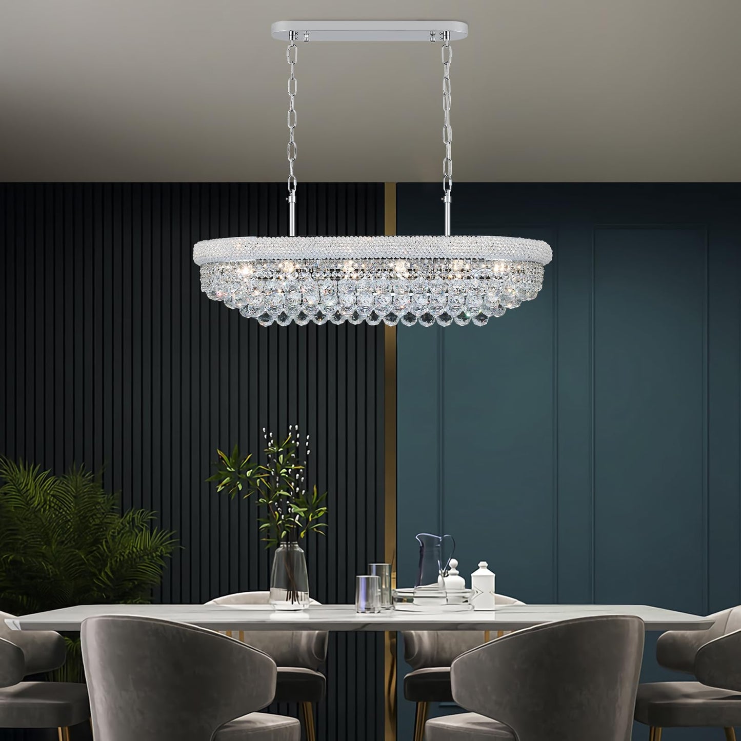 Gifarich Crystal Chandeliers For Dining Room Light Fixtures Over Table Modern Crystal Chandeliers For Kitchen Lsland 11 Lights Empire Style Chrome stylish Lighting Fixtures For Living Room Bar
