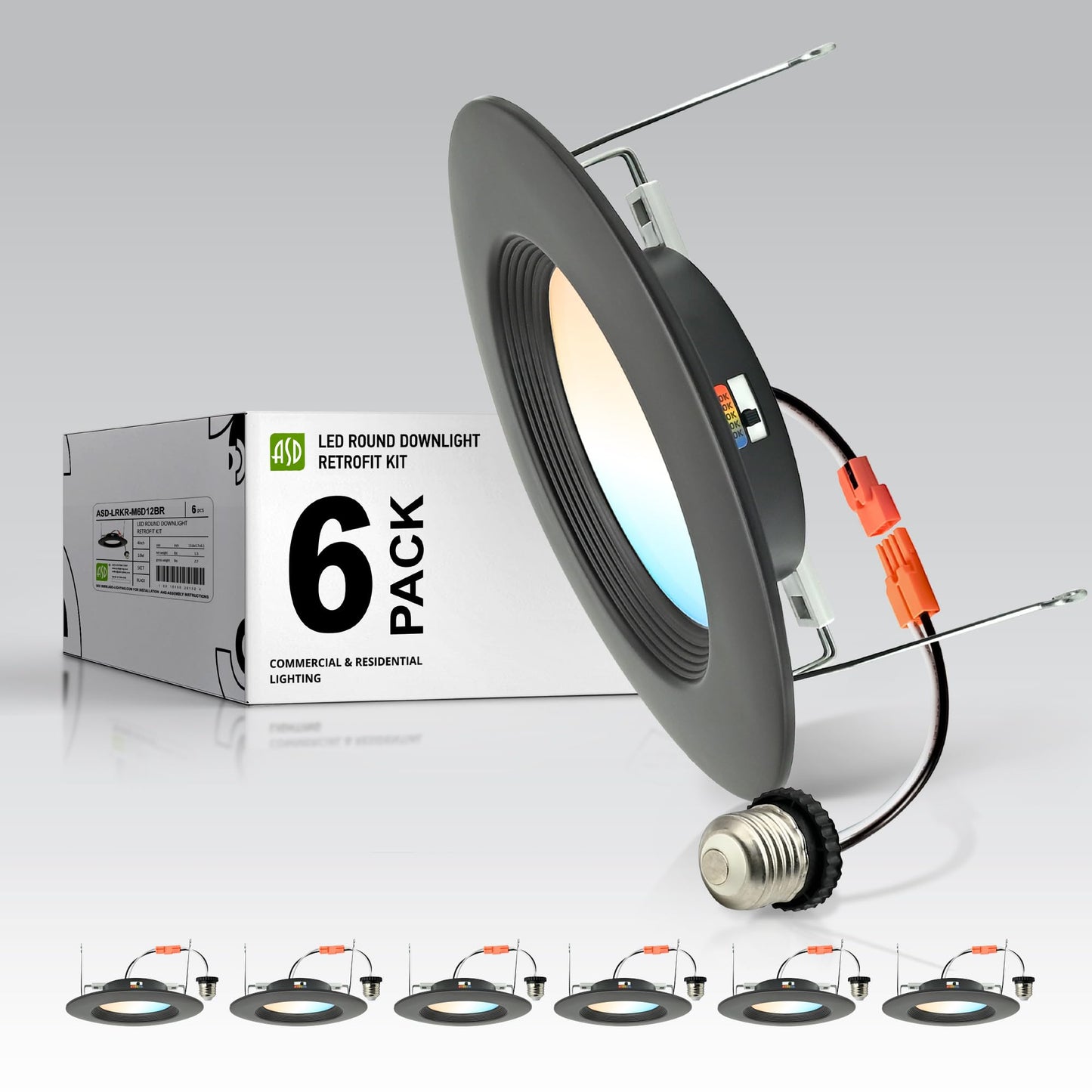 ASD 6 Inch Retrofit LED Recessed Lighting | Metal Trim Bronze 12W 1078LM 120V 2700K-5000K Adjustable Ceiling Downlights | Triac