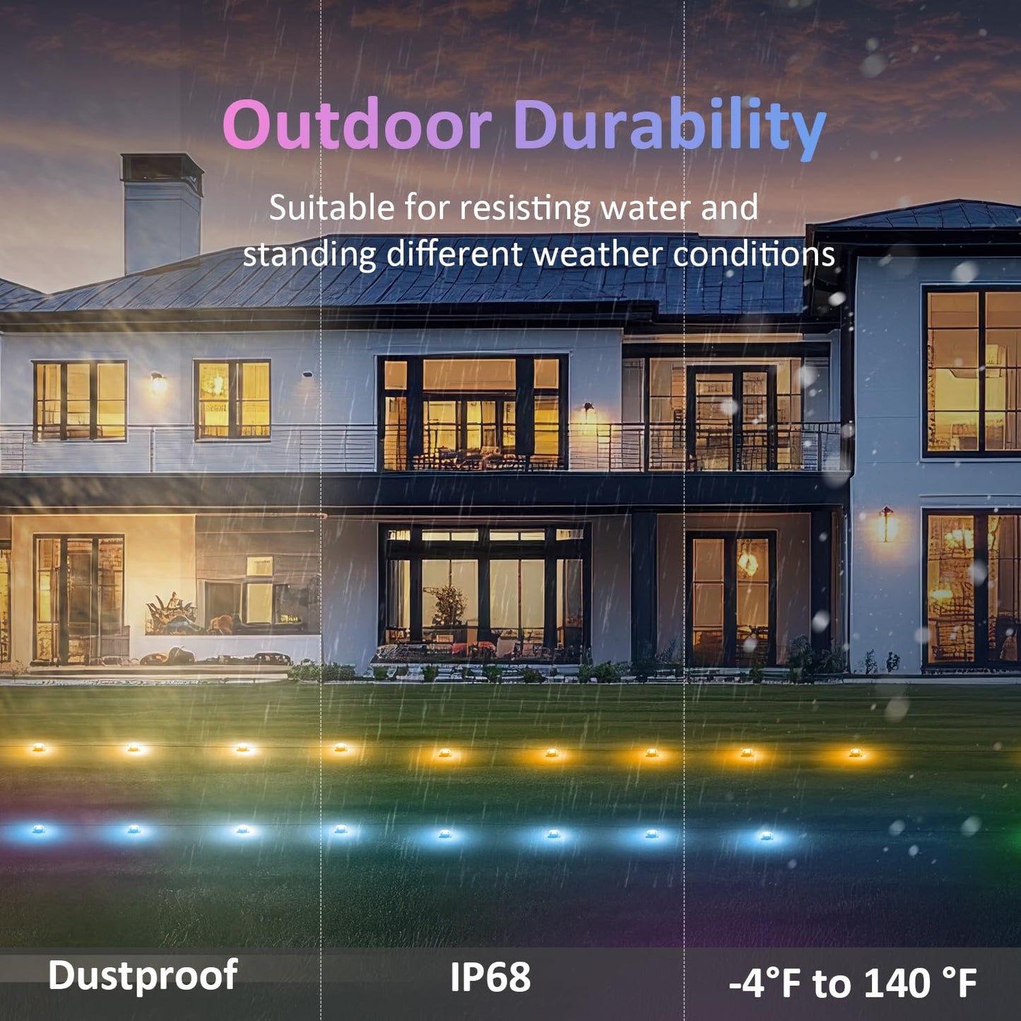 Ivrich Outdoor Ground Lights 50Ft Smart Rgb Outdoor Light With Color Changing Remote & App Control Ip68 Waterproof Music Sync Timer Function Pathway Lights Patio Deco For Lawn Yard Garden