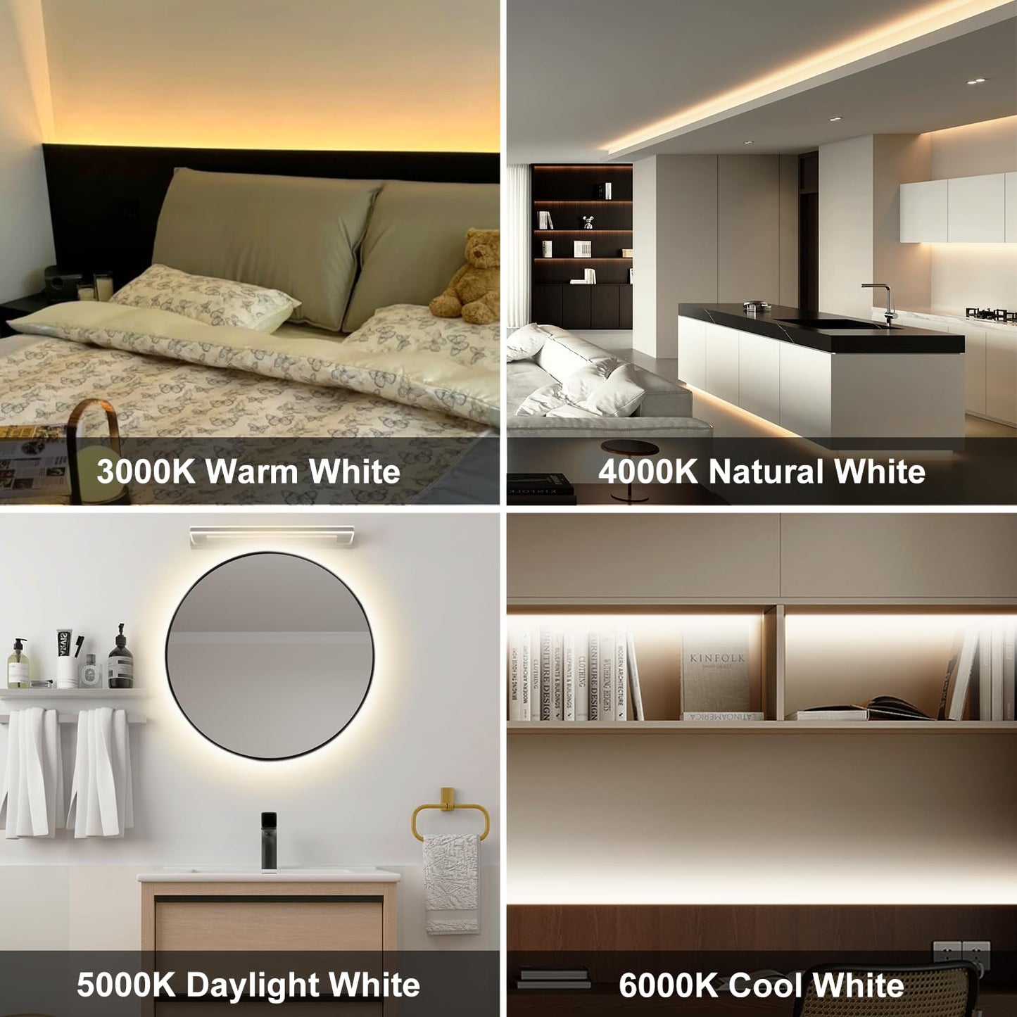 Pandery Cob Led Strip Light Cct Dimmable Strips Light 2700K-6500K 24Ft/7.5M 8Mm Wide Cri90+ 24V Led Strips Kit With Bluetooth App Control/Music Mode For Bedroom Kitchen Diy Lighting