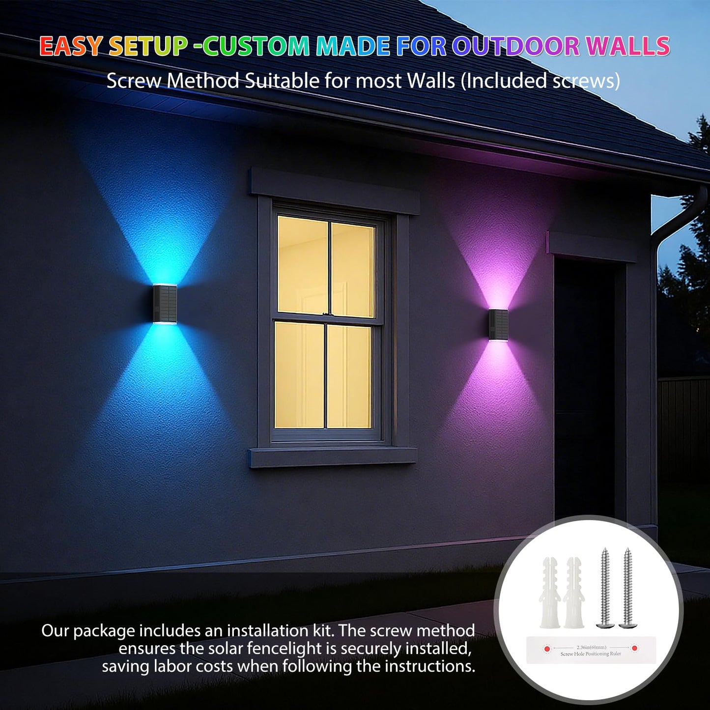 Ugdluck Solar Lights Outdoor 8 Lighting Modes Dusk To Dawn Lighting Wall Sconce Ip67 Waterproof Up And Down Solar Wall Light Front Door Light For House Garage Porch Doorway Fence (8 Pack)