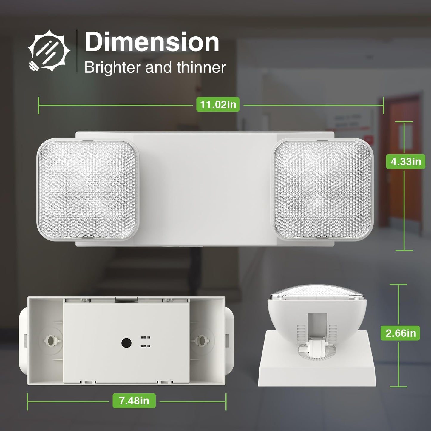 Freelicht 24 Pack Led Emergency Lights For Business With Battery Backup Two Head Adjustable Led Emergency Square Lighting Ul 924 Certified