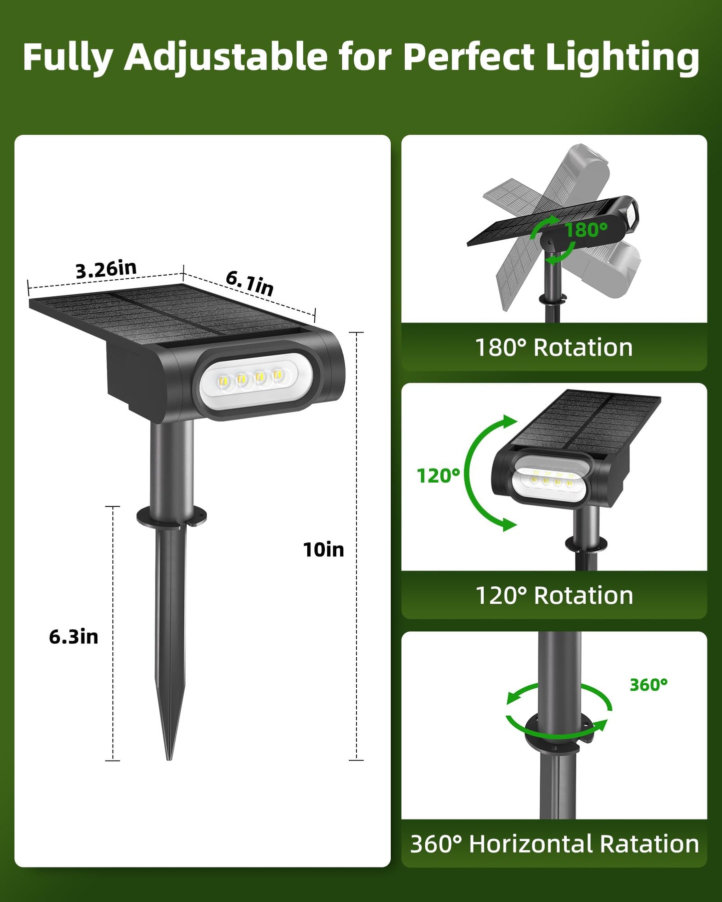 Ezvalo Solar Spot Lights Outdoor Waterproof Ip67 3 Lighting Modes Landscape Spotlights Efficient King-Size Leds Solar Powered For Garden Yard Pathway (4Pack-Cool White)