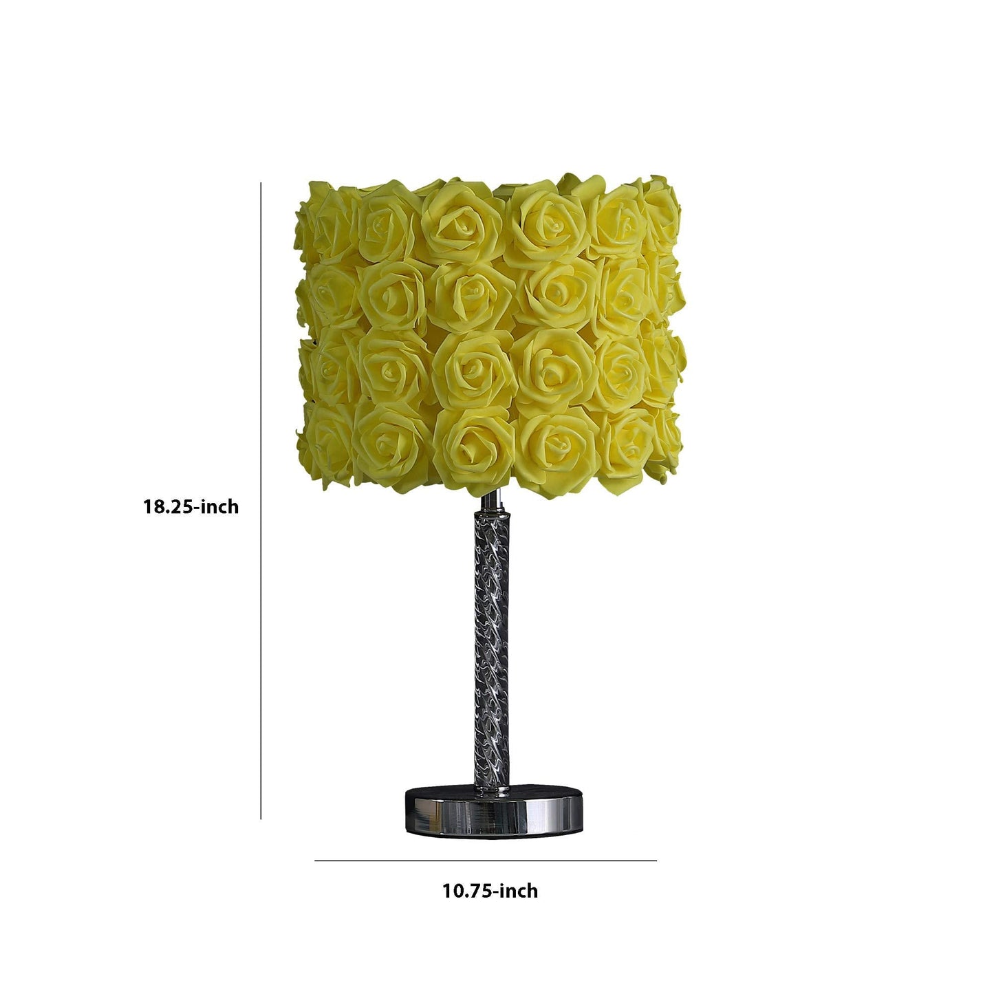 Benzara Table Lamp with Twisted Acrylic Base, Metal, Yellow, Model BM231813