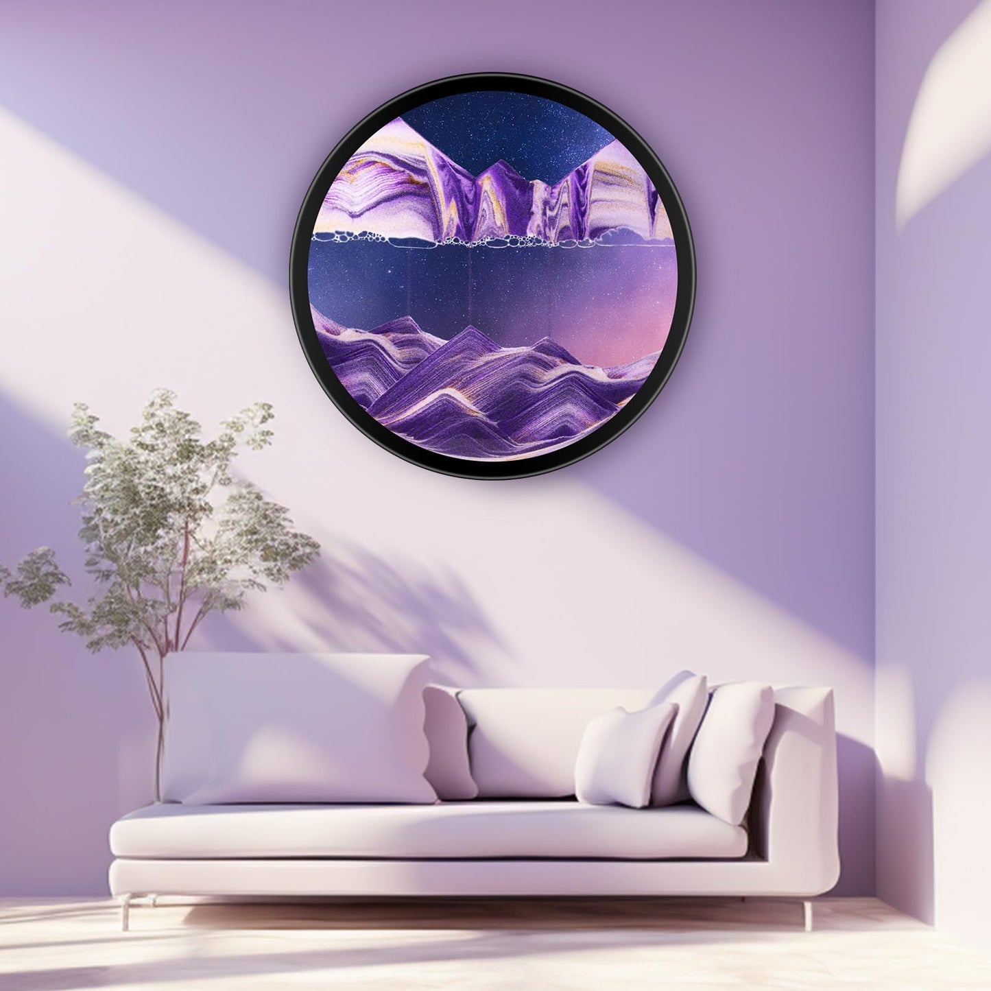 11.4" Moving Sand Art, 3D Sand Art Pictures Deep Sea Sandscape Living Room Decoration, 360° Rotate, Glass Crafts Solid Wood Frame, Relaxing Mood Home Office Work Wall Art Decor